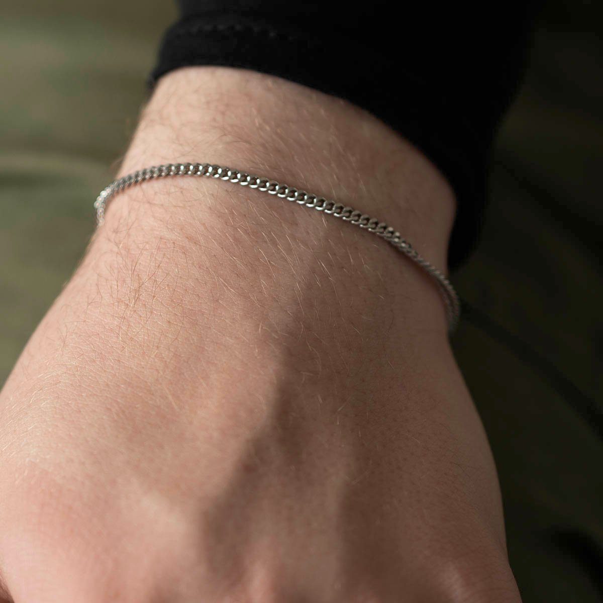 Materia Panzerarmband Damen Herren Panzerkette 2,8mm SA-134, 925 Sterling Silber, rhodiniert