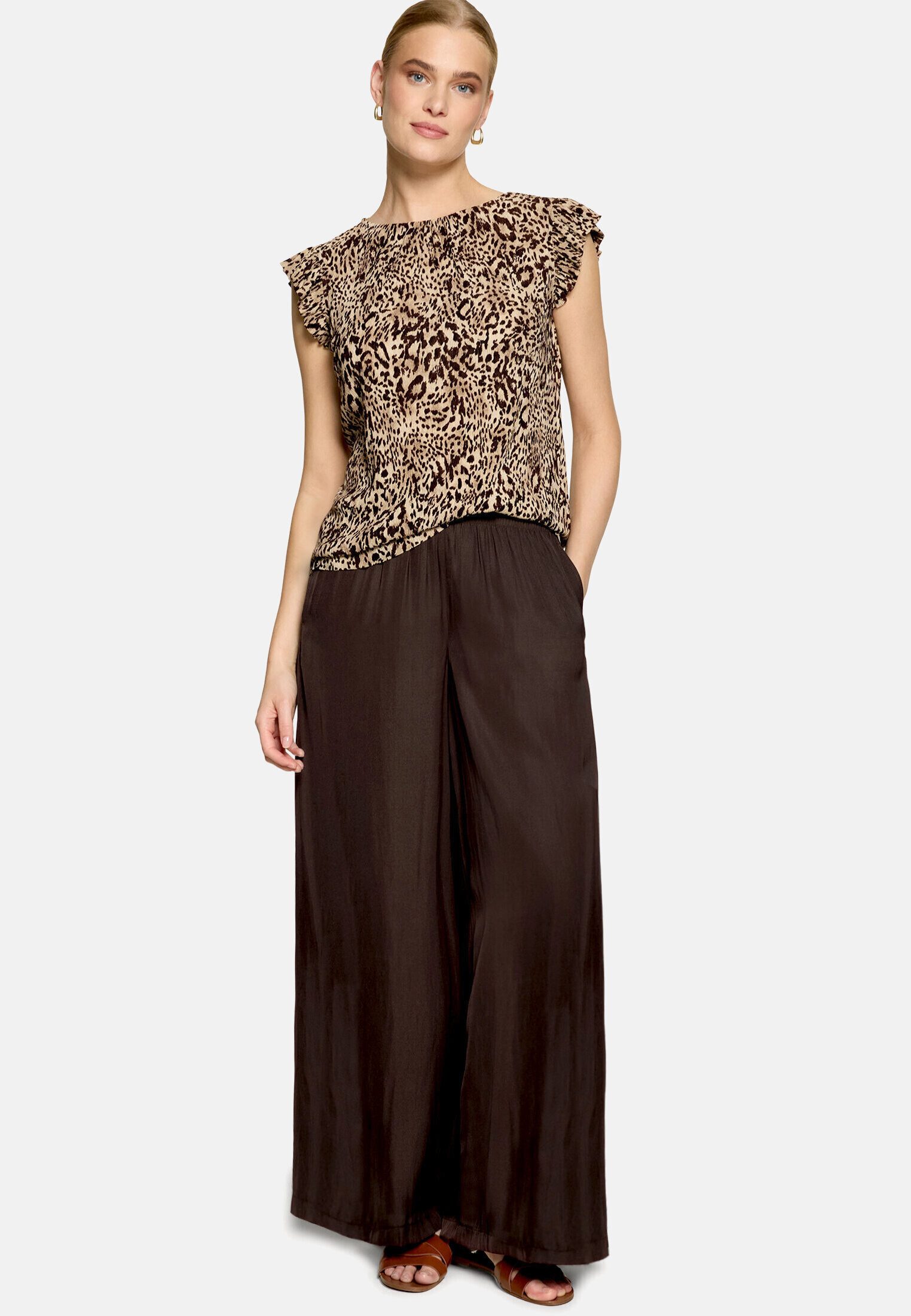 Zero Kurzarmshirt Damen mit Animalprint (1-tlg) Plissee