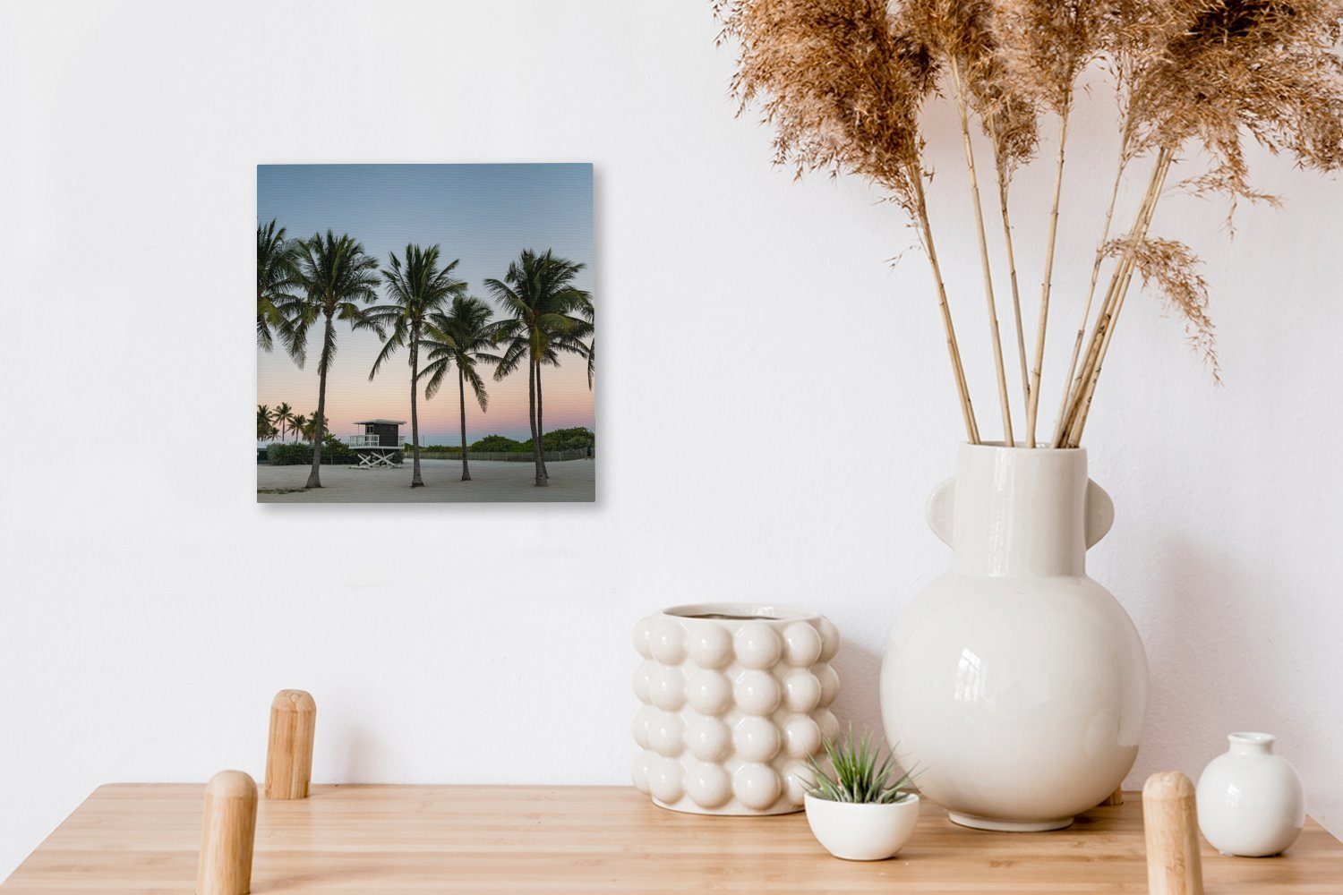 für Die (1 OneMillionCanvasses® St), Leinwand Bilder Schlafzimmer Palmenreihe Wohnzimmer Leinwandbild am Strand,
