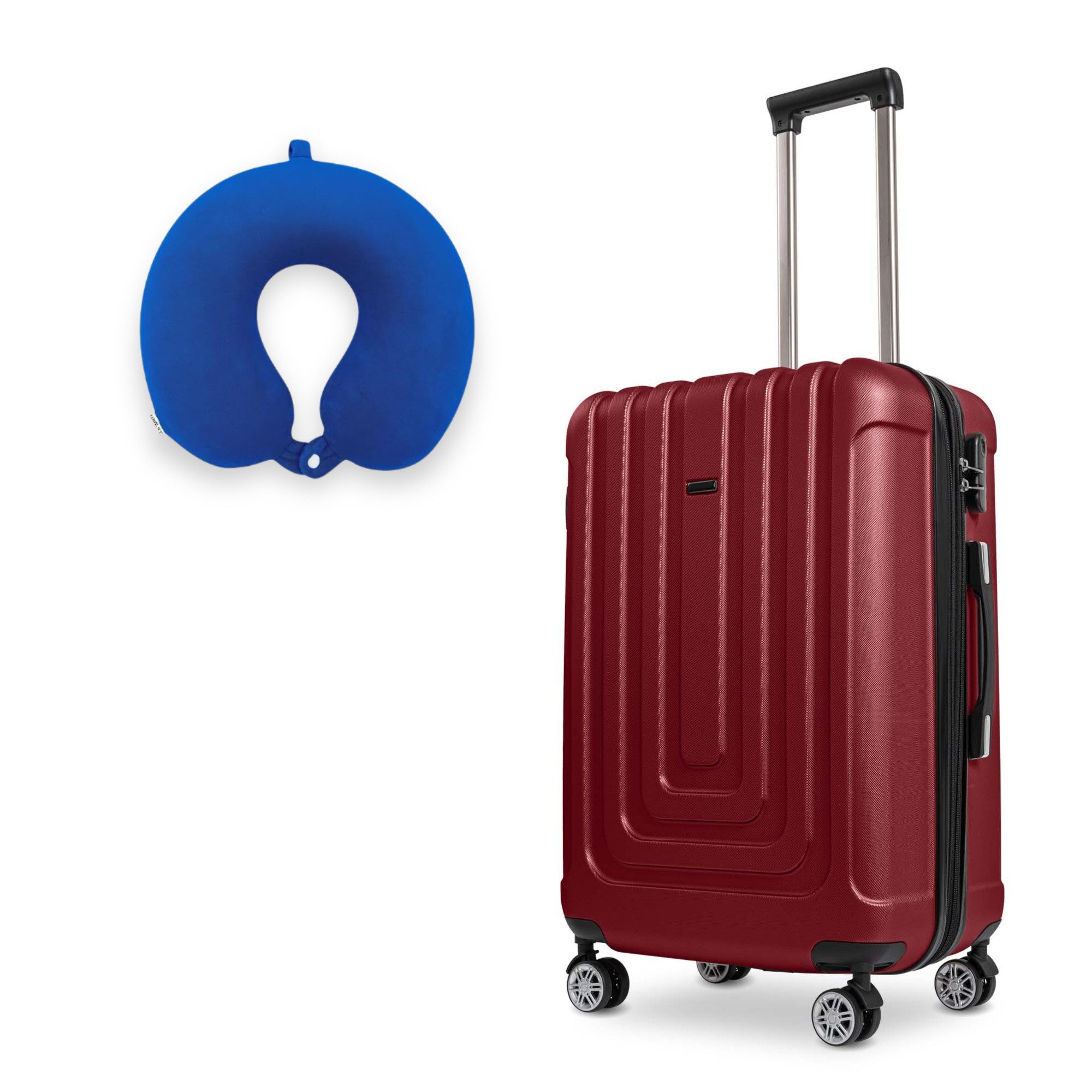 Sparsando Koffer Sparset Koffer + Ergonomisches Nackenkissen mit TSA-Schloss, 4 x 360° Zwillings - Rollen, Stoffkoffer Hartschalenkoffer Gepäcktrolley Farbe & Größe wählbar