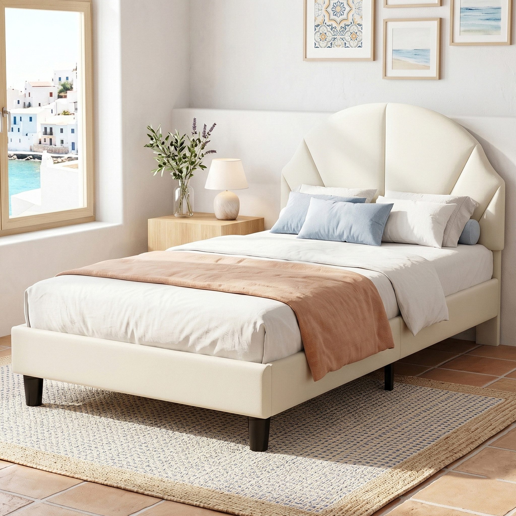 zebery Kinderbett Polsterbett Mit Kopfteil und Bettgestell (Packung, 1-tlg., 90x200 cm,Die Höhe des Kopfteils ist verstellbar,Samtstoff - Beige)