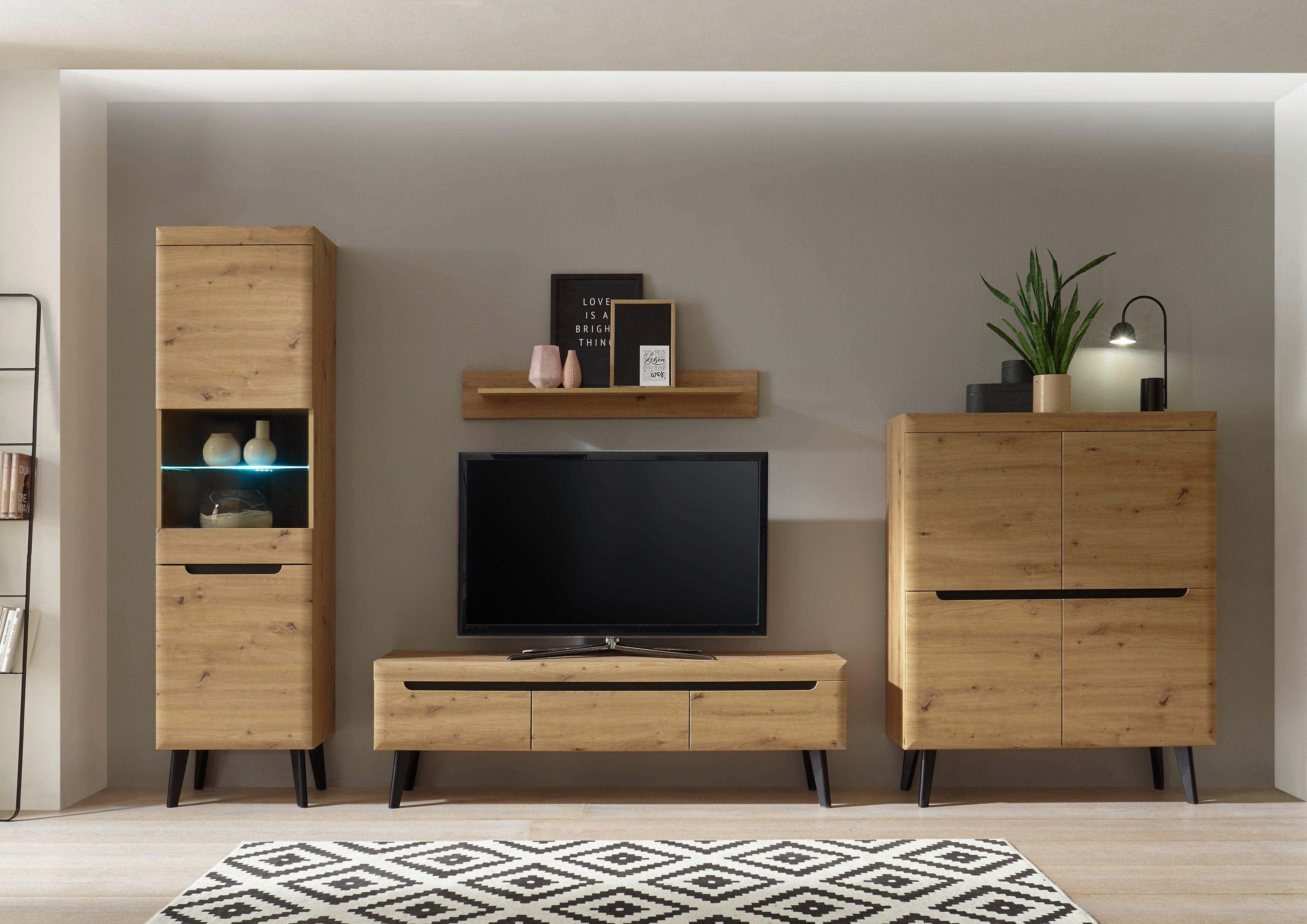 INOSIGN Wohnwand Torge, Anbauwand, Schrankwand, Mediawand, Wohnzimmer-Set, (Set, 4-St)