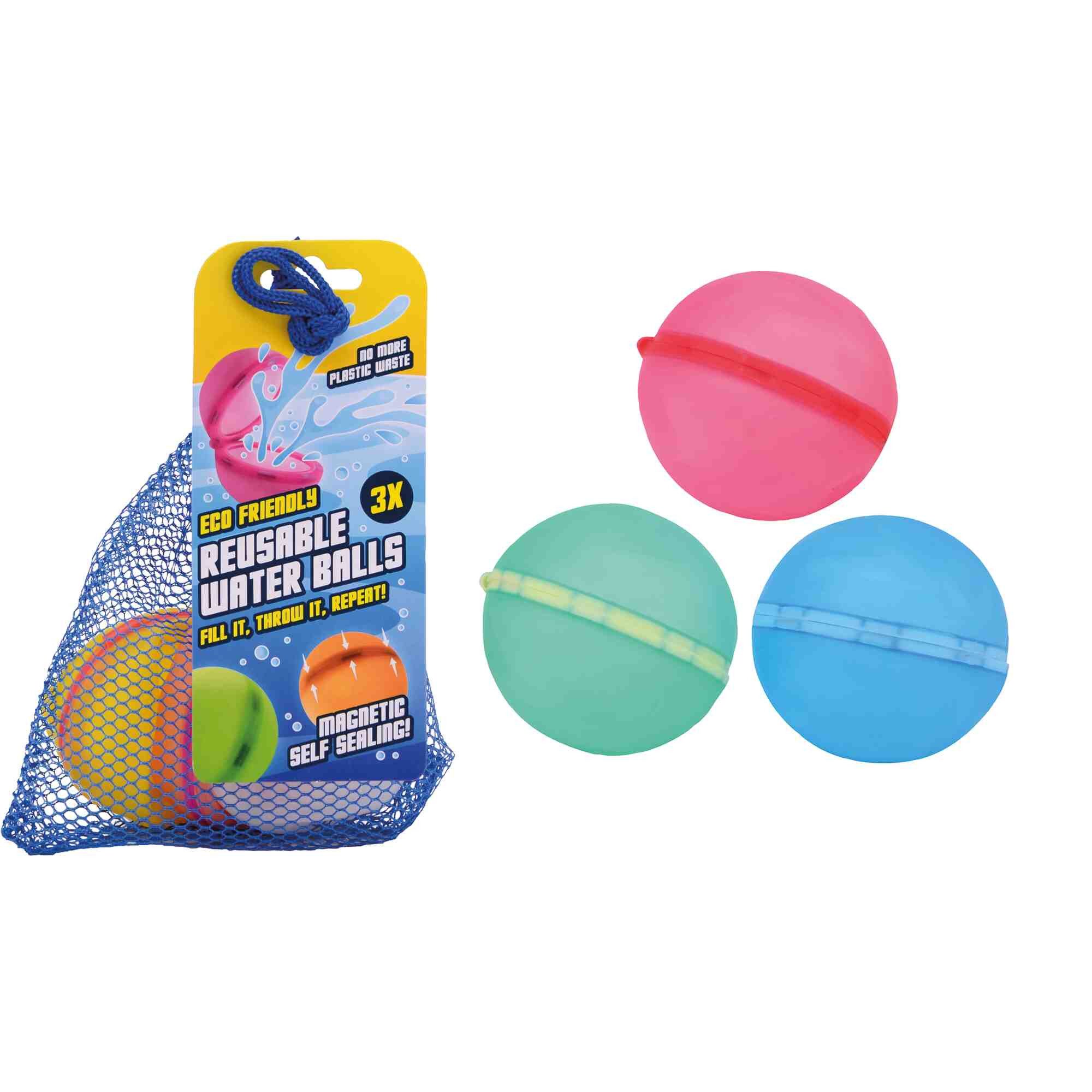 JOHNTOY Spiel Aqua Fun Wasserbomben wiederverwendbar magnetisch 3er Set
