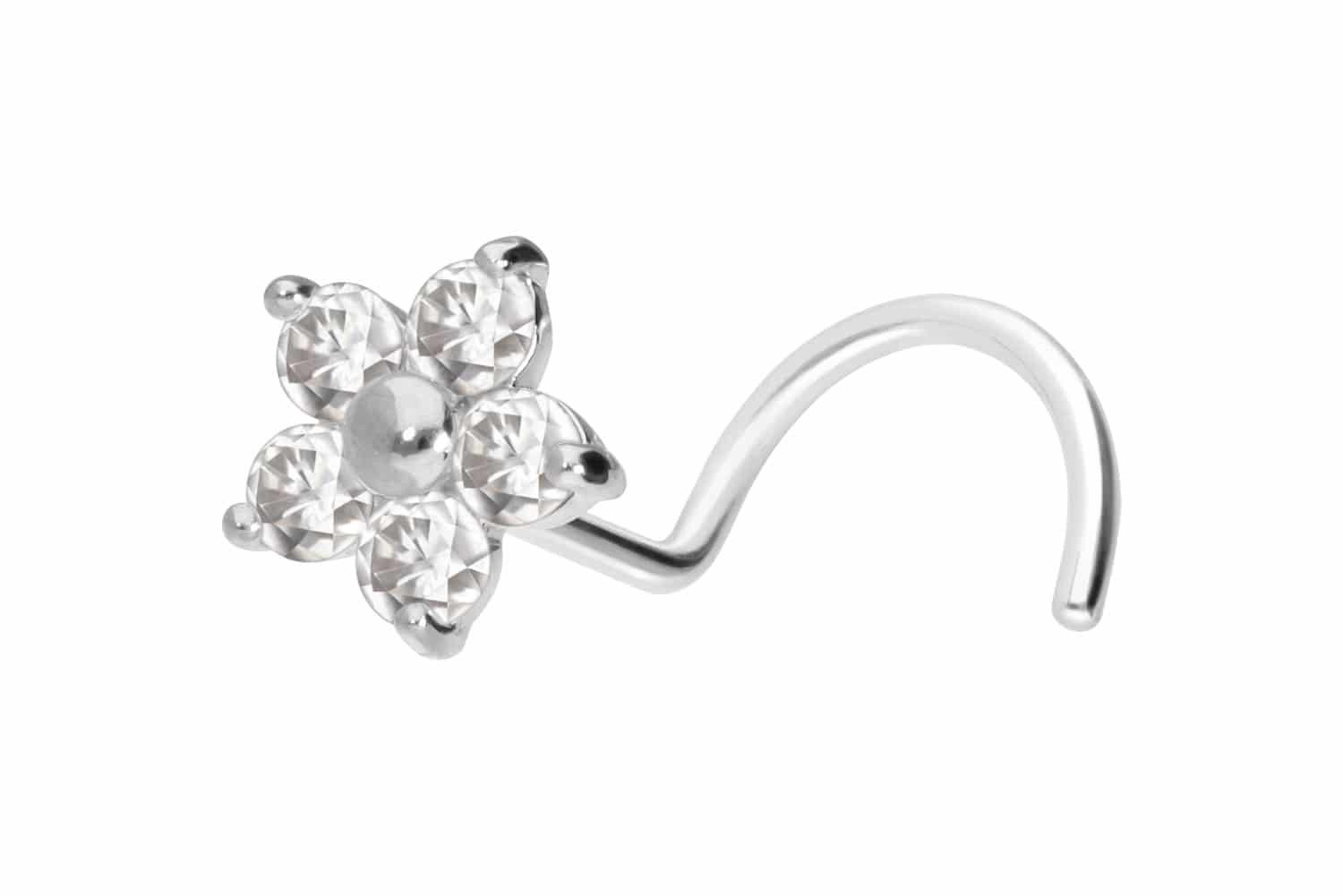 Nasenpiercing 14/18 Karat Gold Nasenstecker Spirale MOISSANIT-BLUME