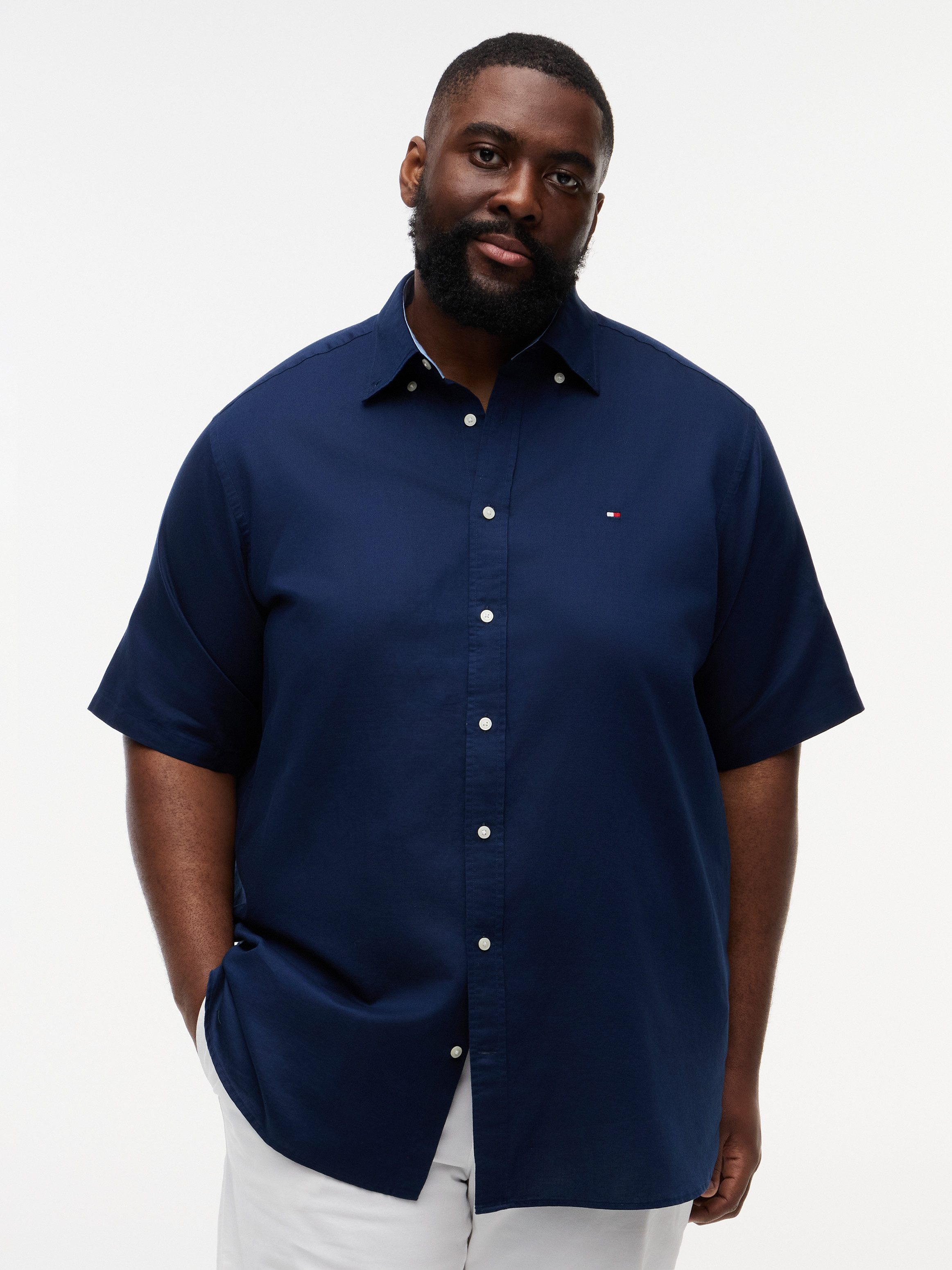 Kurzarmhemd BT- LINEN BLND SOLID
