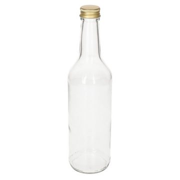 MamboCat Einmachglas 6er Set Geradhalsflasche 500 ml + Schraubverschluss Gold, Glas