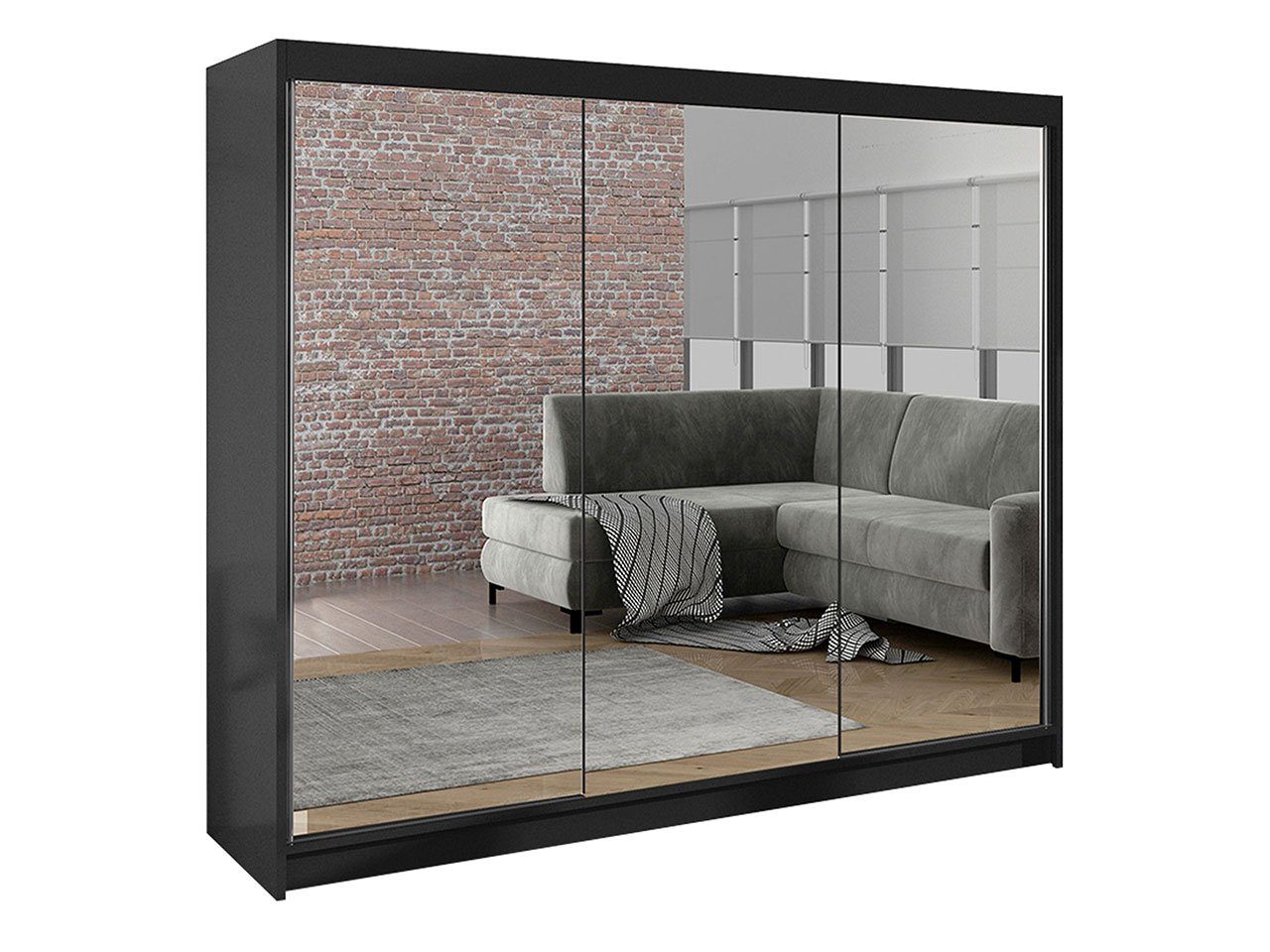 MIRJAN24 Kleiderschrank Derby III 3-türig Schwebetürenschrank mit Spiegel, günstig online kaufen