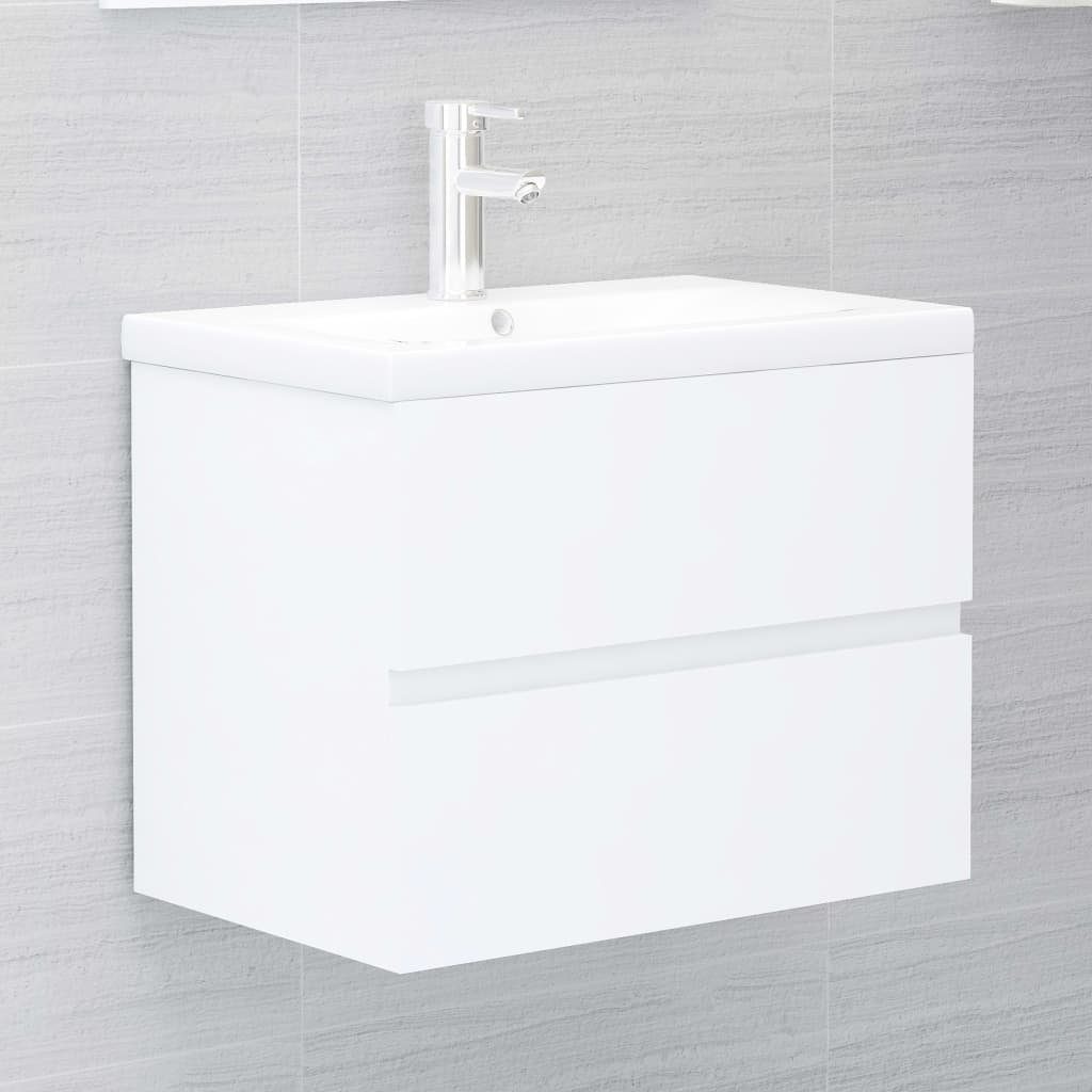 vidaXL Waschbeckenunterschrank Waschbeckenunterschrank mit Einbaubecken Weiß Holzwerkstoff (1-St)