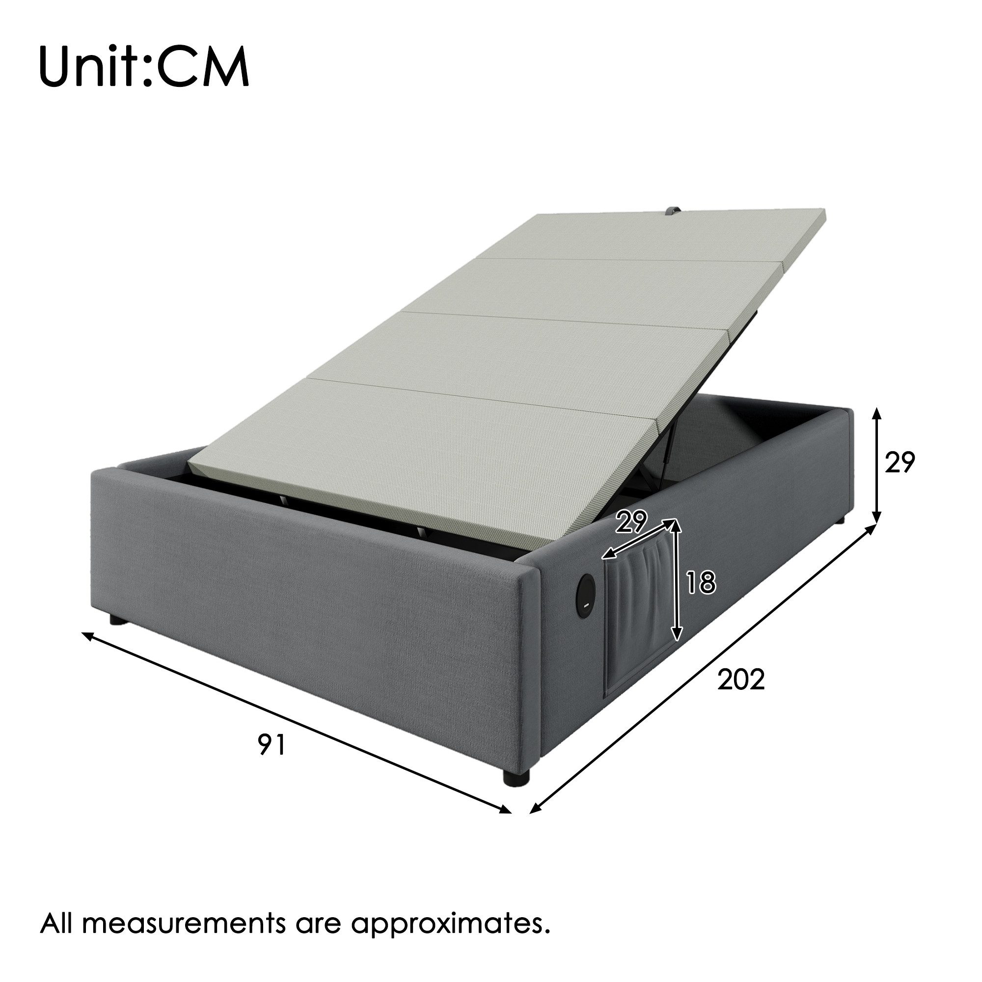 HAUSS SPOLE Polsterbett 90×200cm mit USB- C, Vollflächiger Lattenrost, Ohne günstig online kaufen