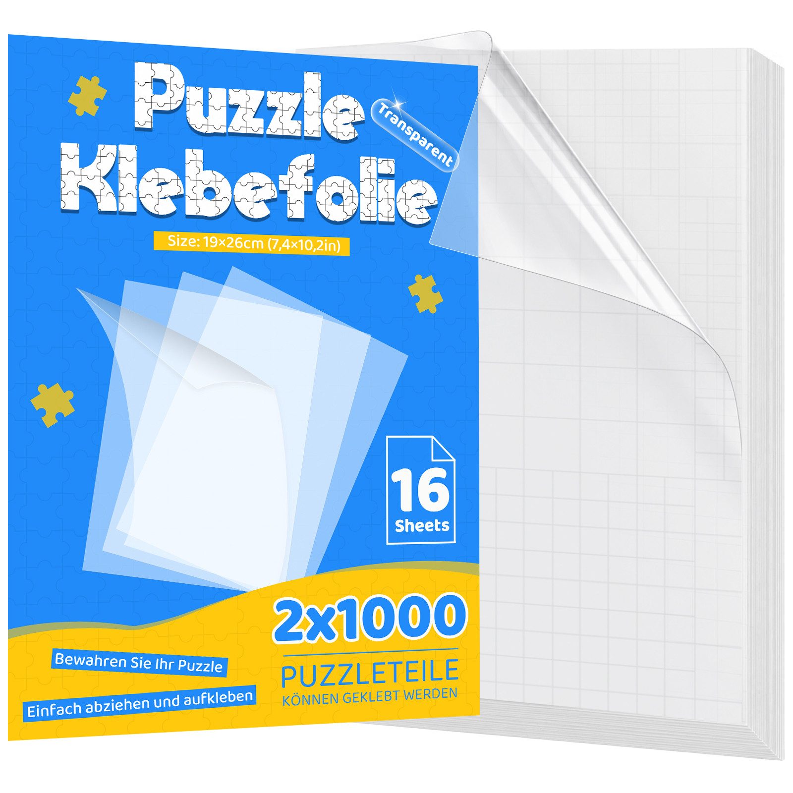 OSTWOLKE Puzzle Puzzle Klebefolie selbstklebend & transparent 19x26cm, Puzzleteile