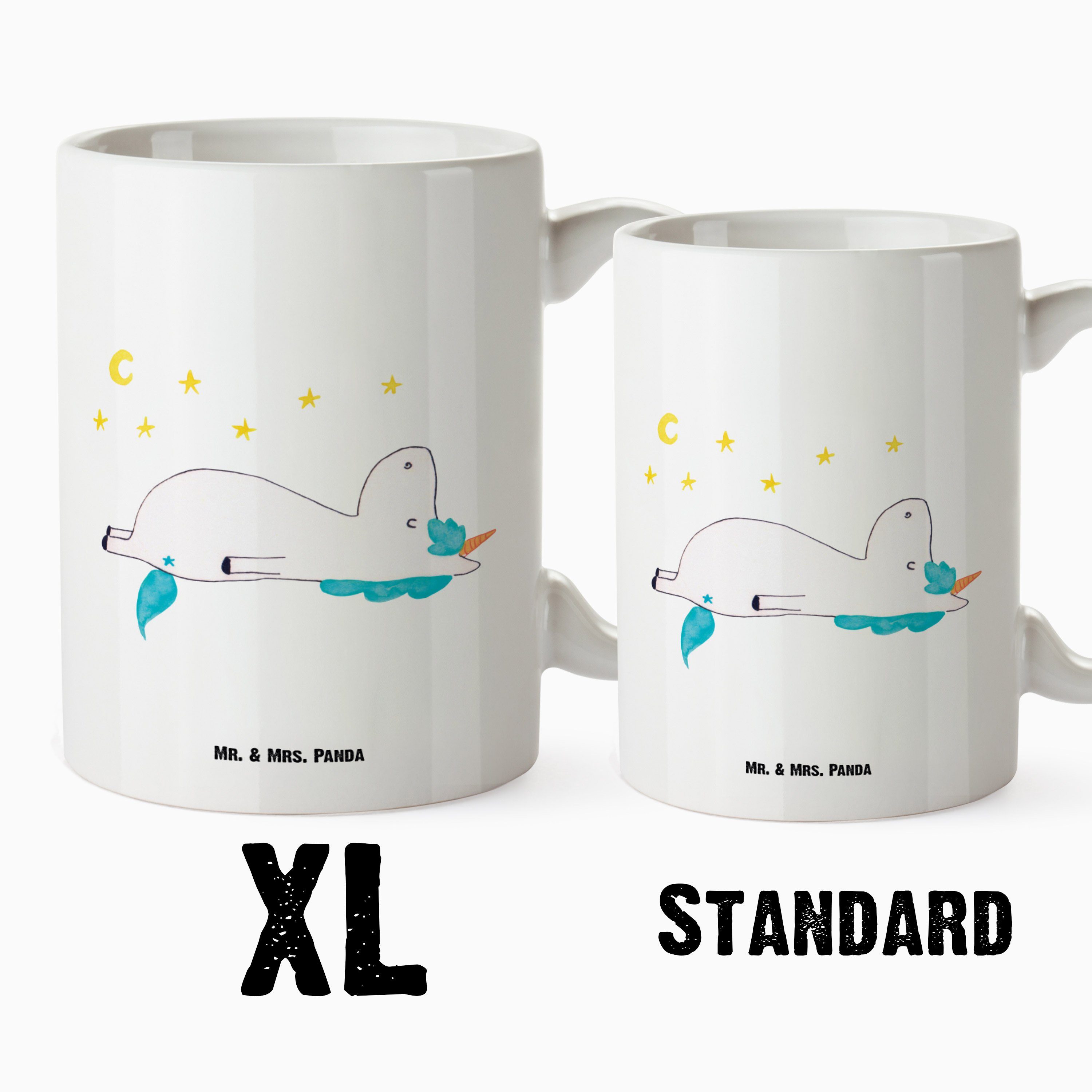 Mr. & Mrs. Panda Geschenk, Dachschaden, Sternenhimmel - - Einhor, Keramik Einhorn Tasse Pegasus, Weiß Tasse XL