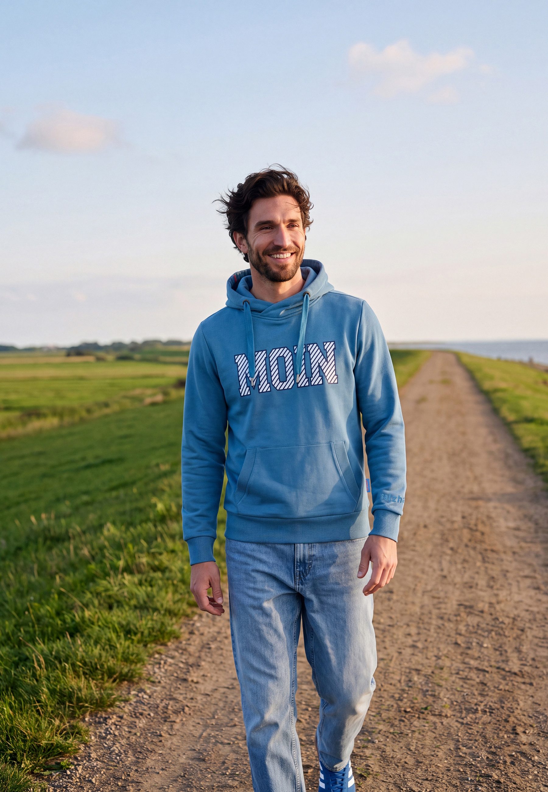 salzhaut Hoodie HEFF - MOIN Stripes Herren normale Passform salzhaut Kapuzenpullover – bequemer Fit und nordisch klares Design