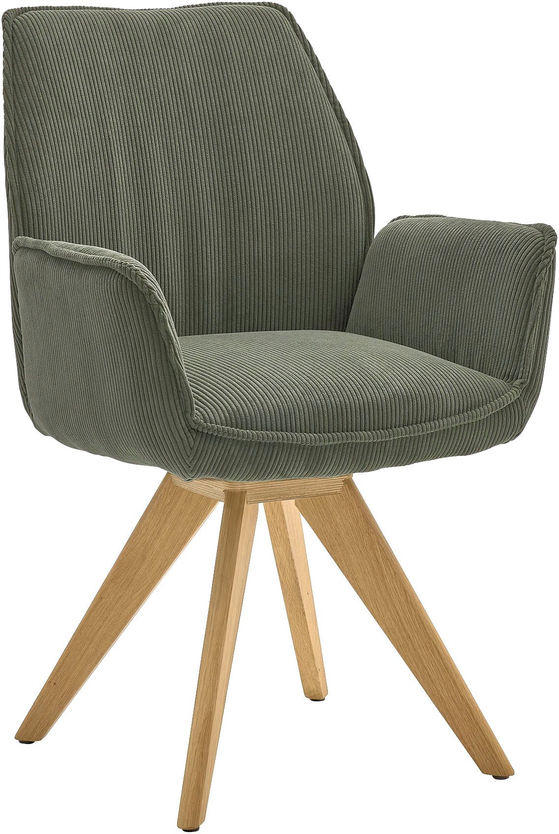 Musterring Esszimmerstuhl Tiama (Set, 2 St), Stativgestell Eiche massiv, 180° drehbar, Stoff Cord oder Bouclé