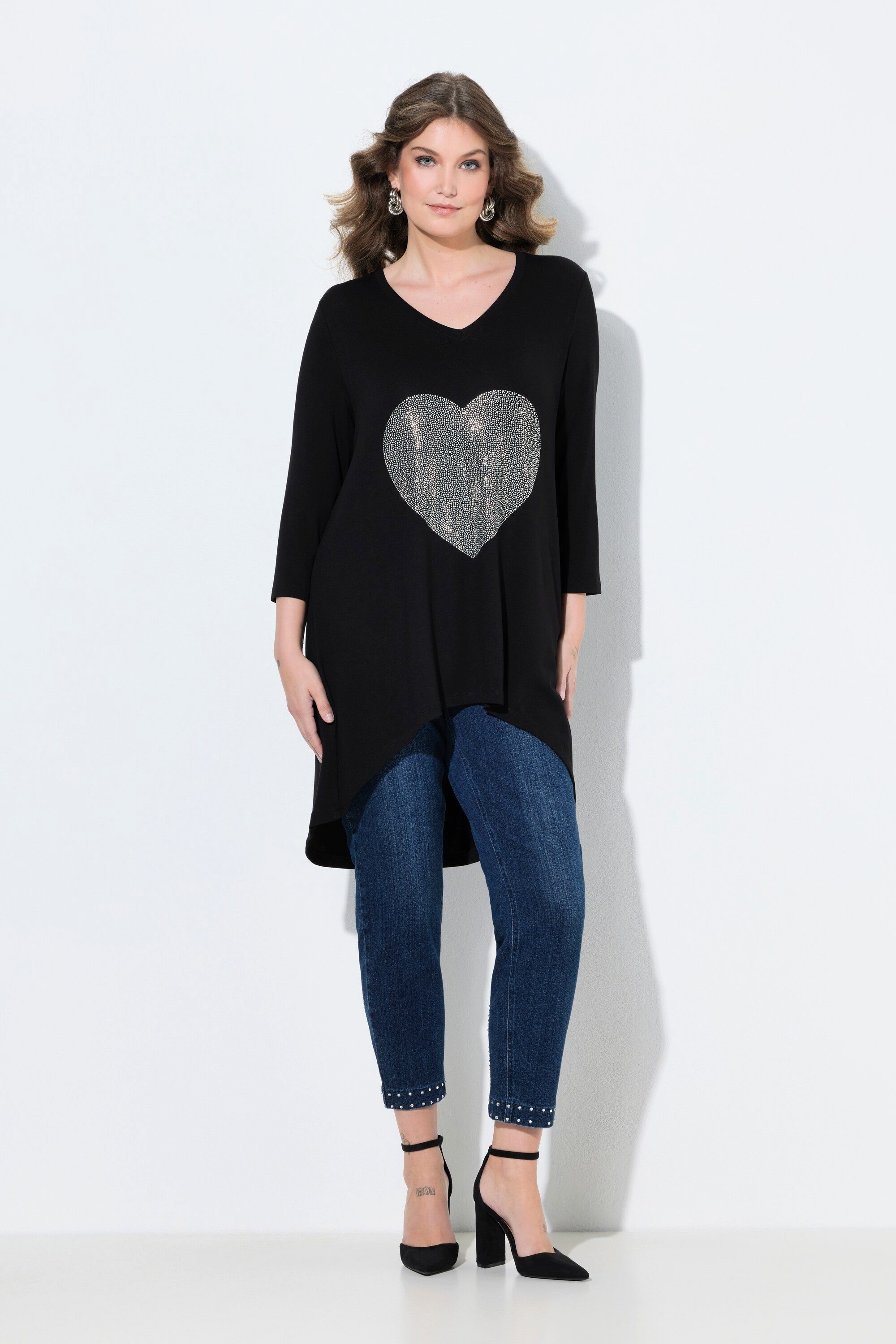 MIAMODA Longshirt T-Shirt A-Linie Ziernieten-Herz