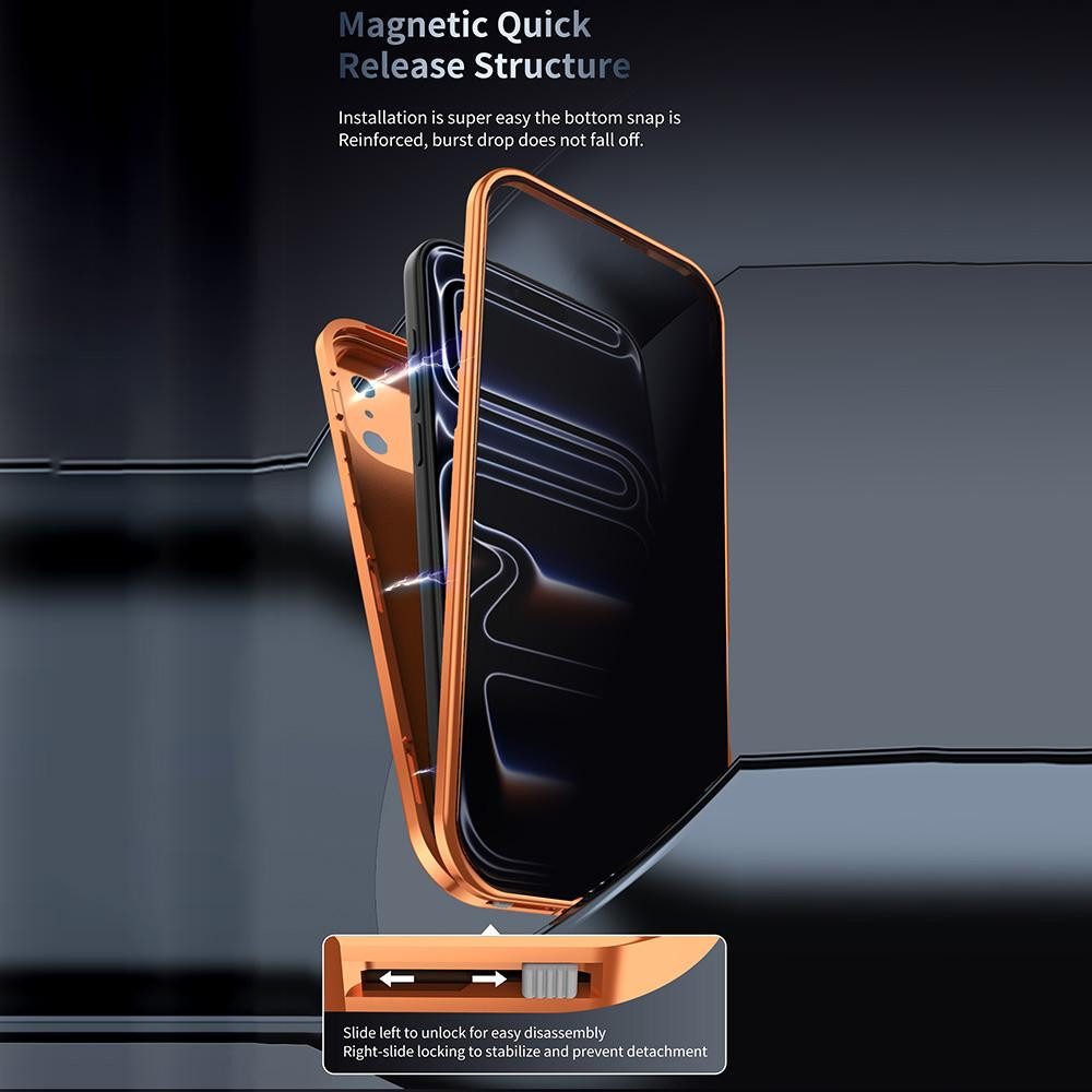 Wigento Handyhülle Für Apple iPhone 17 Pro Max Full Cover MagSafe Hülle Metallrahmen Lila, Magnetverschluss, MagSafe-kompatibel, stoßfest, präzise Aussparungen – Bild 5 von 5