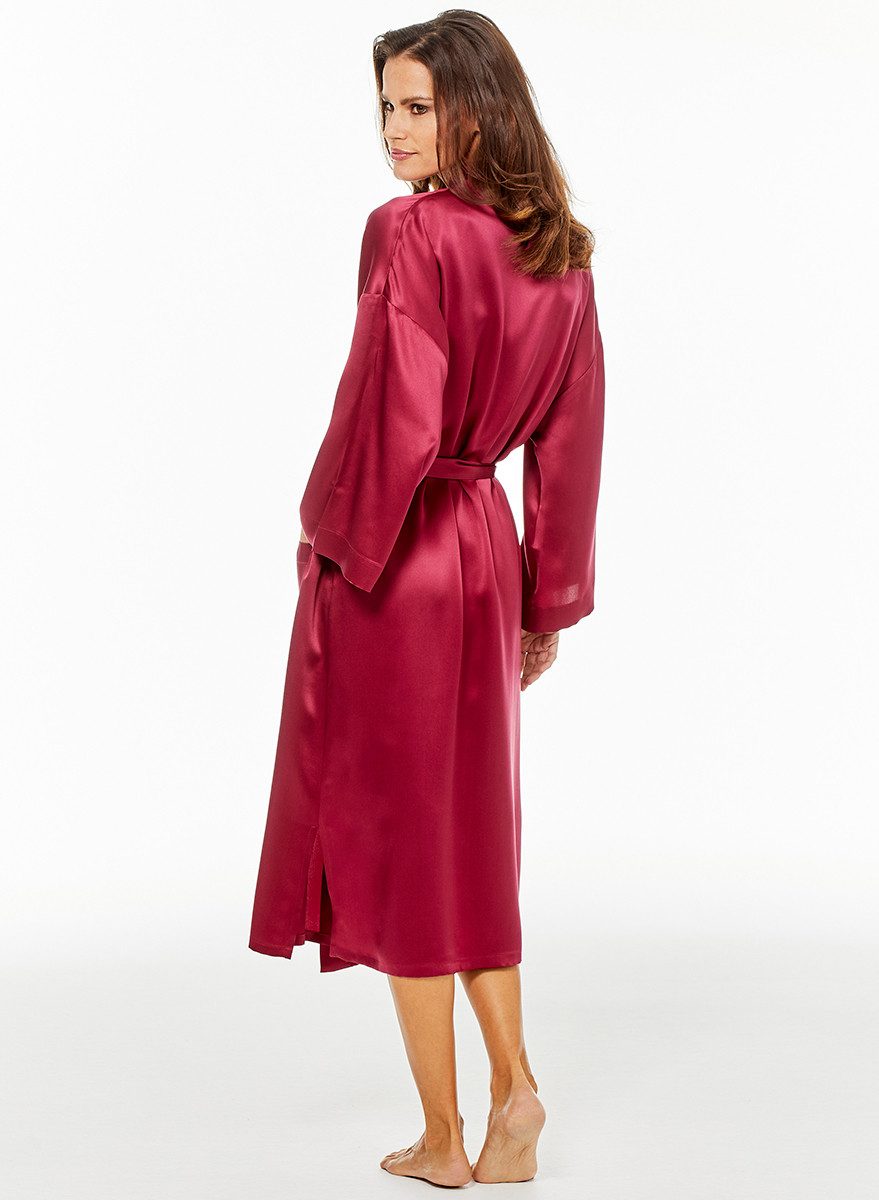 Jadee Kimono Night Glow aus reiner Seide, Seide, Kimono-Kragen, Bindegürtel