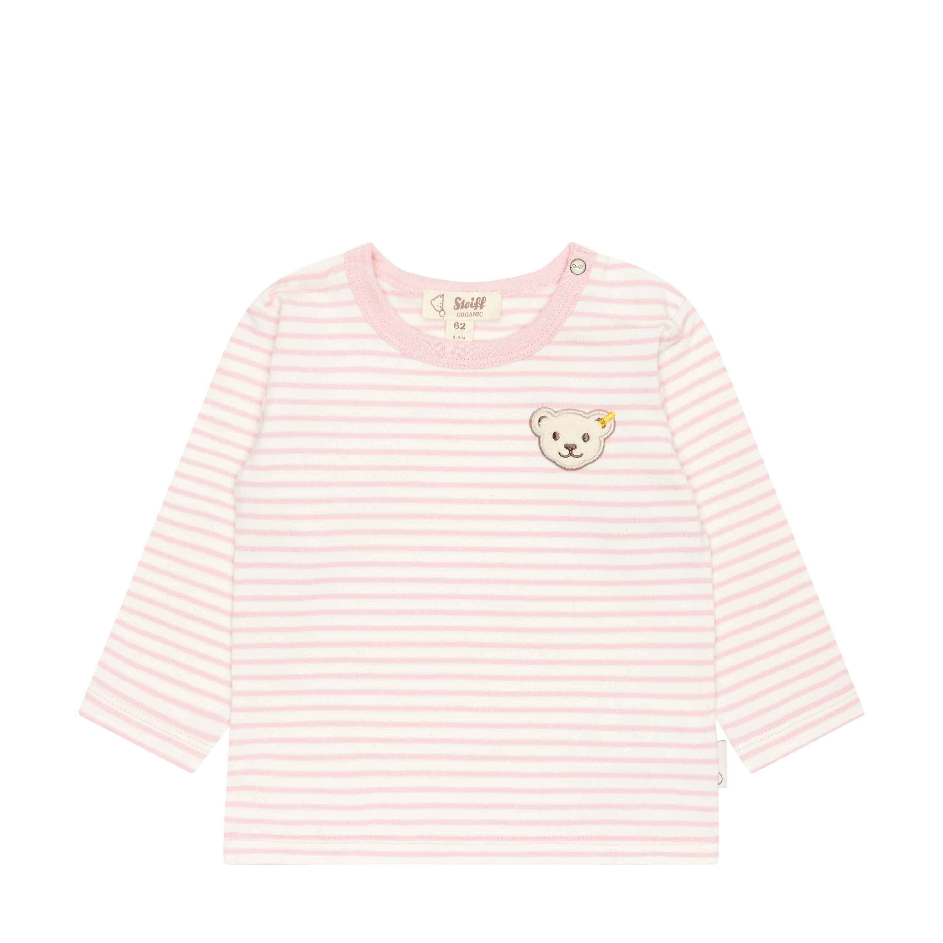 Steiff T-Shirt T-Shirt langarm GOTS Baby Wellness mit Teddykopf silver pink