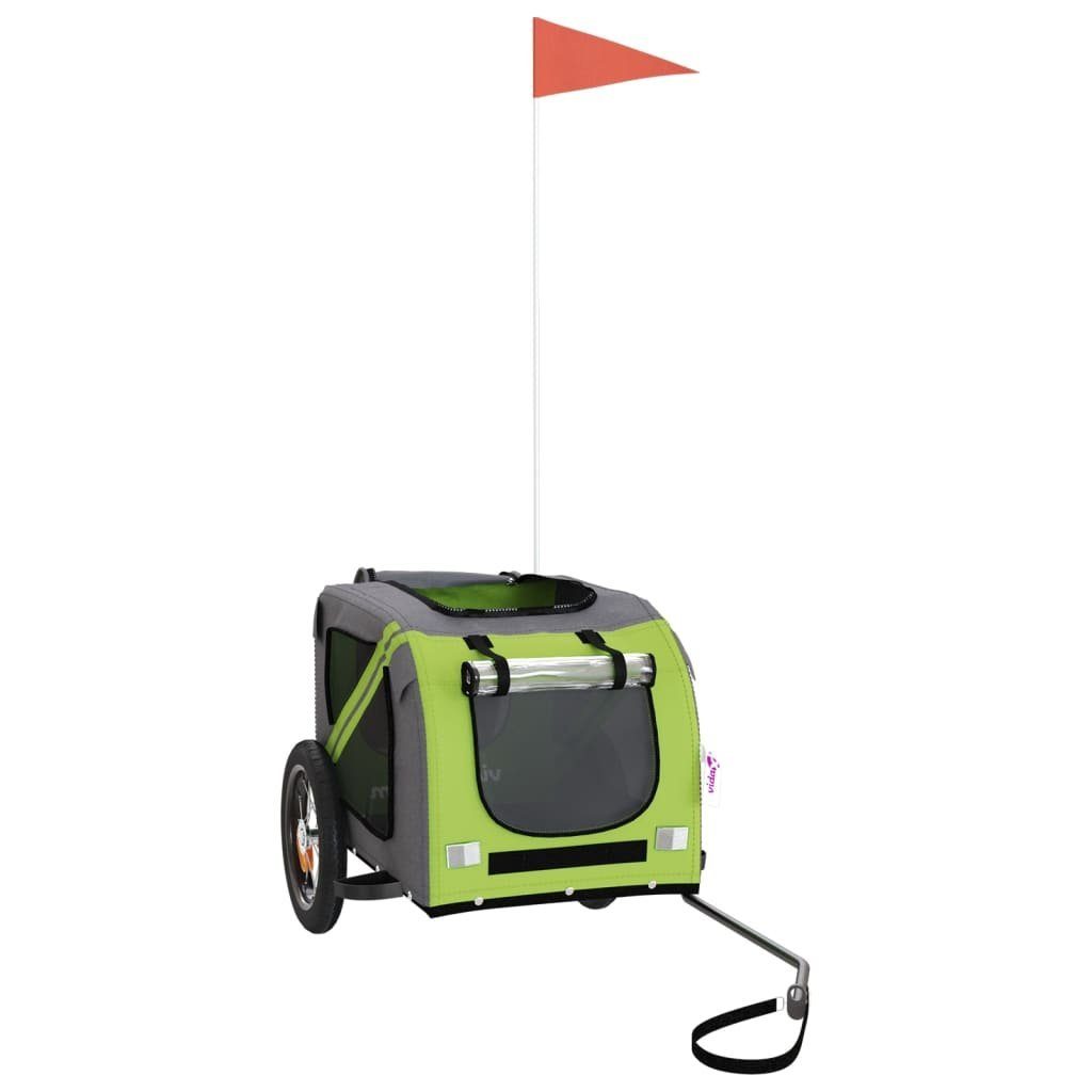 vidaXL Bicycle Dog Trailer 30 kg Bicycle Trailer for Dogs Green and Grey Oxford Fabric and Iron