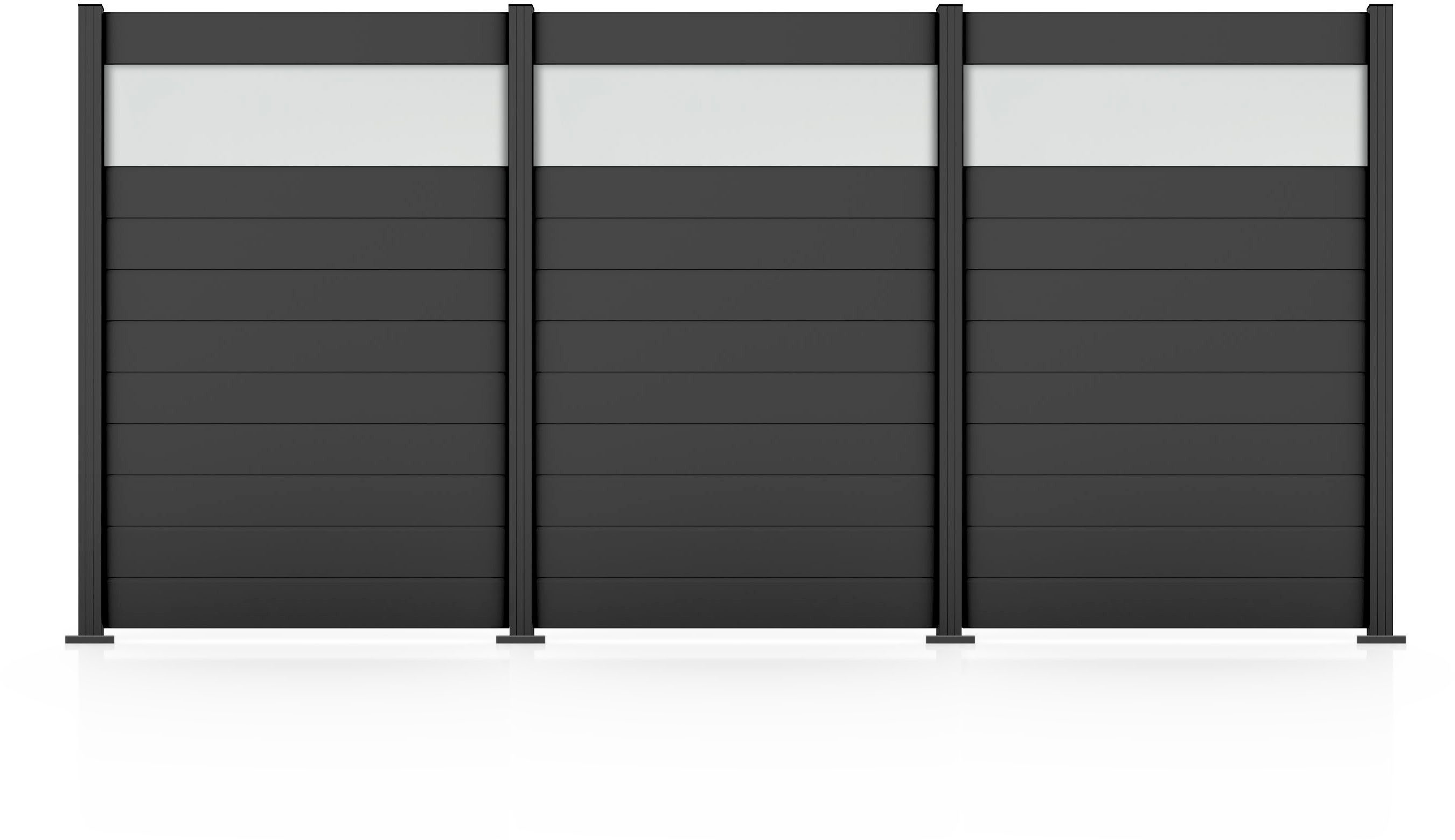 STAKET PRO Gartenzaun Komplettzaun Paneel 150, LxH: 372,6x187 cm, 3 Elemente á 120 cm Breite + Flächendruck 84