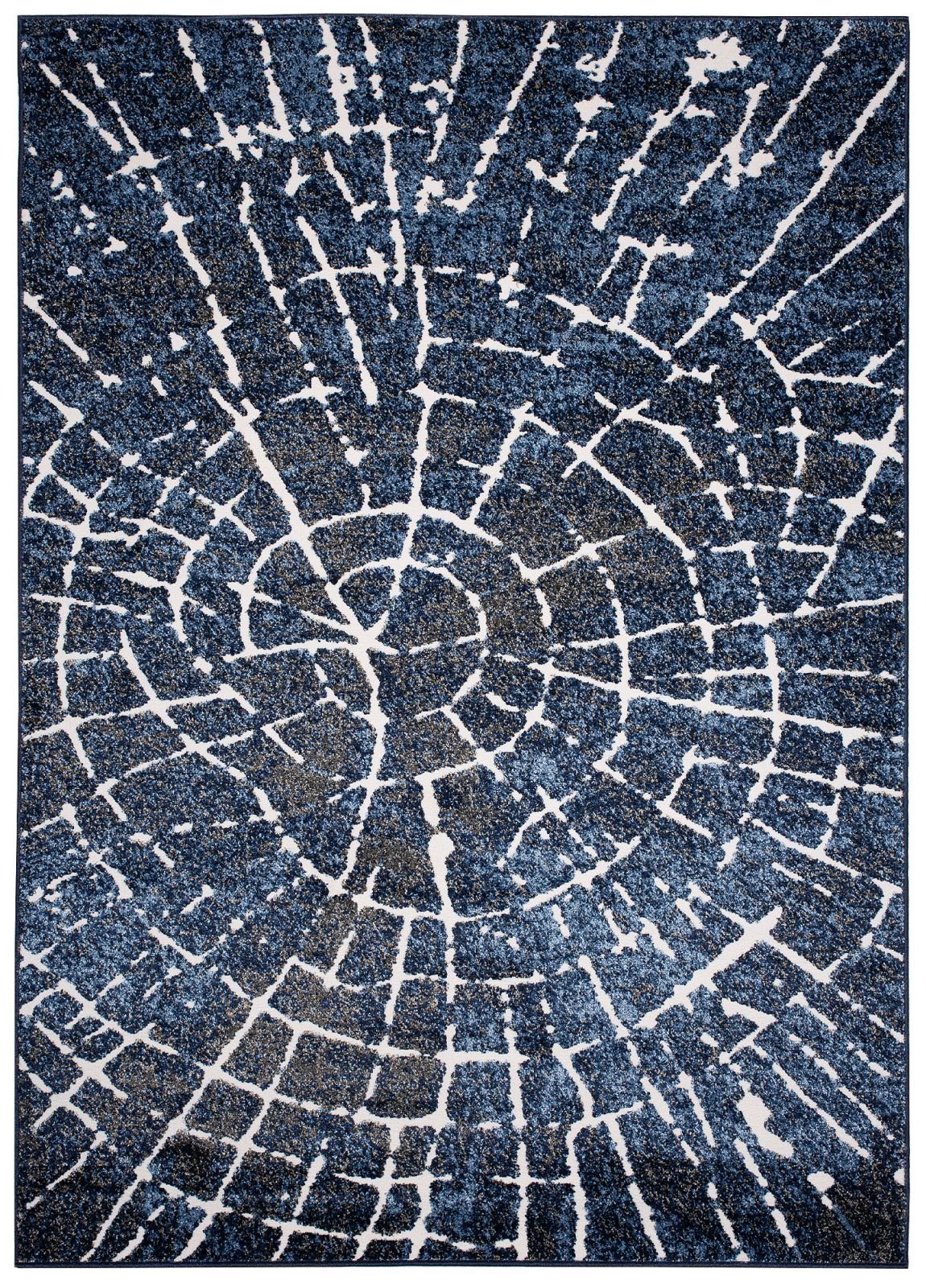 Mazovia Designteppich Modern Teppich für Wohnzimmer - Abstrakt - Blau Marineblau, 120 x 170 cm, Abstrakt, Modern, Höhe 11 mm, Kurzflor - niedrige Florhöhe, Weich