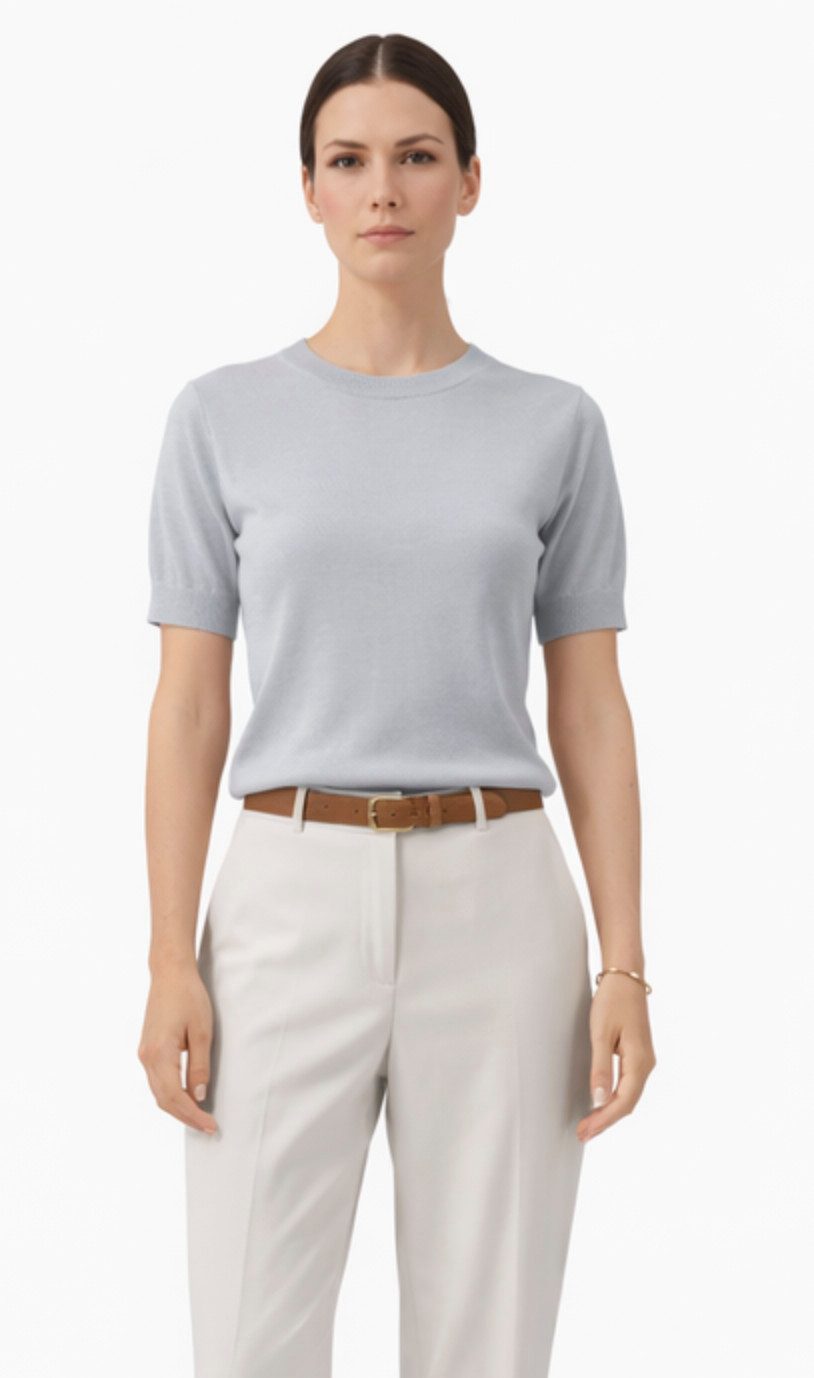 Emporio Armani Strickpullover Pullover Kurzarm Strickpulli mit Gesticktes Logo Hergestellt in Italien für höchste Standards