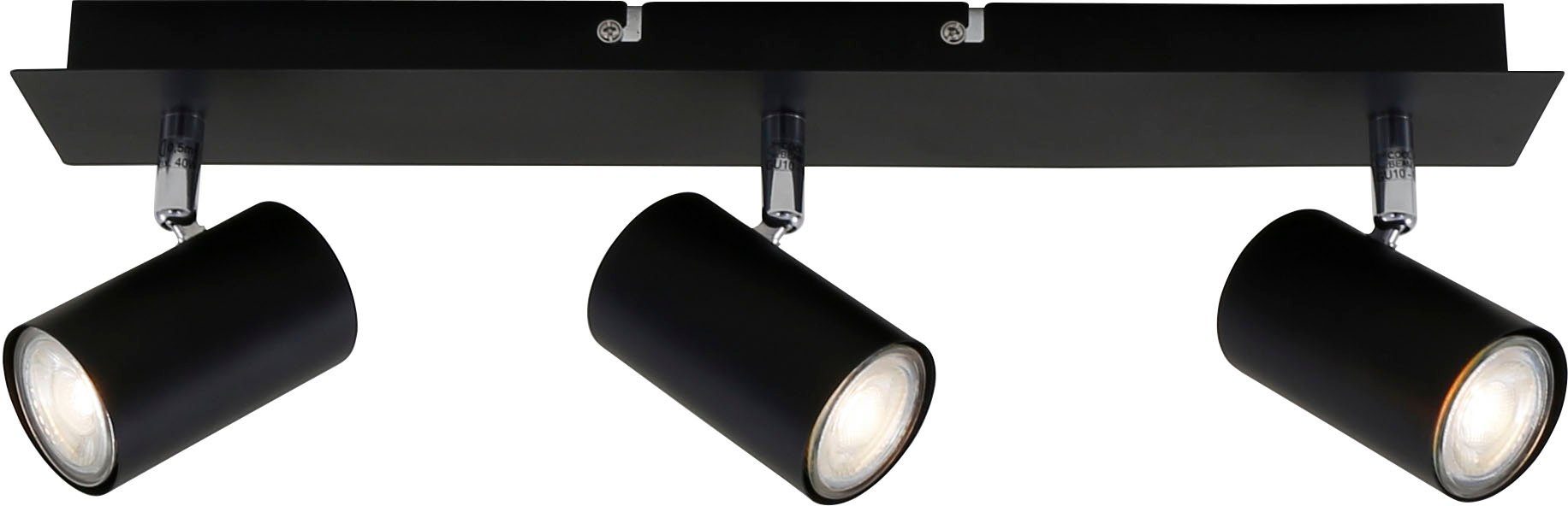 Deckenspots max.40W, Wohnzimmer, Run, ohne 45x8x12,3cm, Briloner Leuchtmittel, Schwarz, Deckenlampe, Flur GU10, 2857035 LED Warmweiß, Leuchten