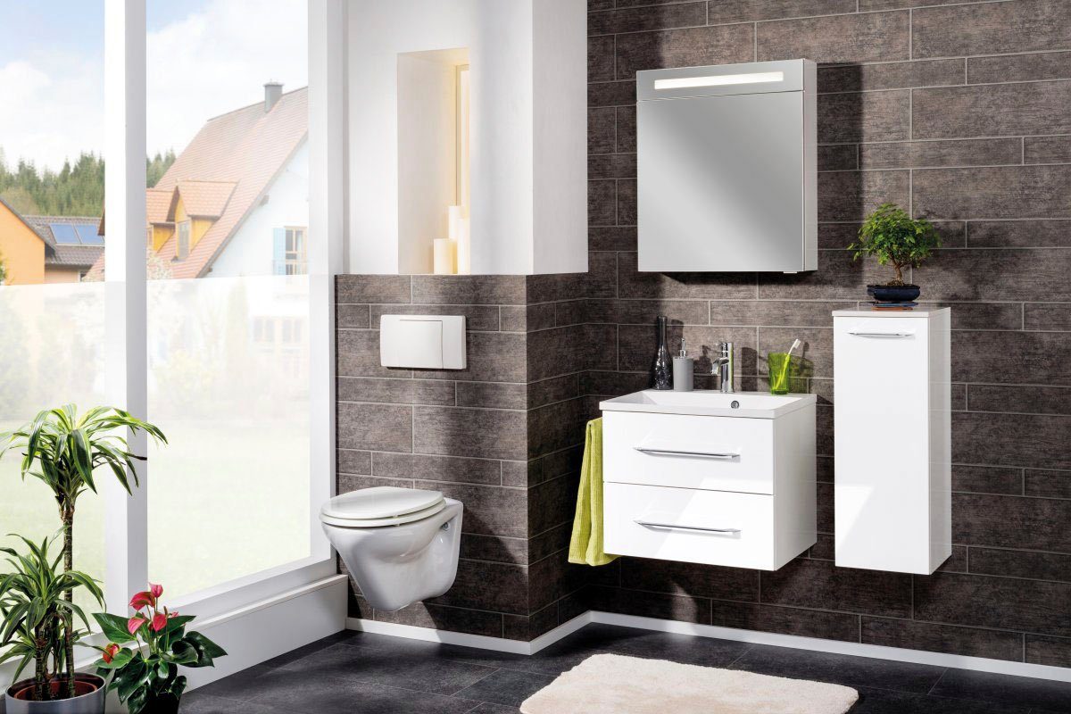 FACKELMANN Spiegelschrank CL 60 - weiß Badmöbel LED-Spiegelschrank, Breite 60 cm, 1 Tür