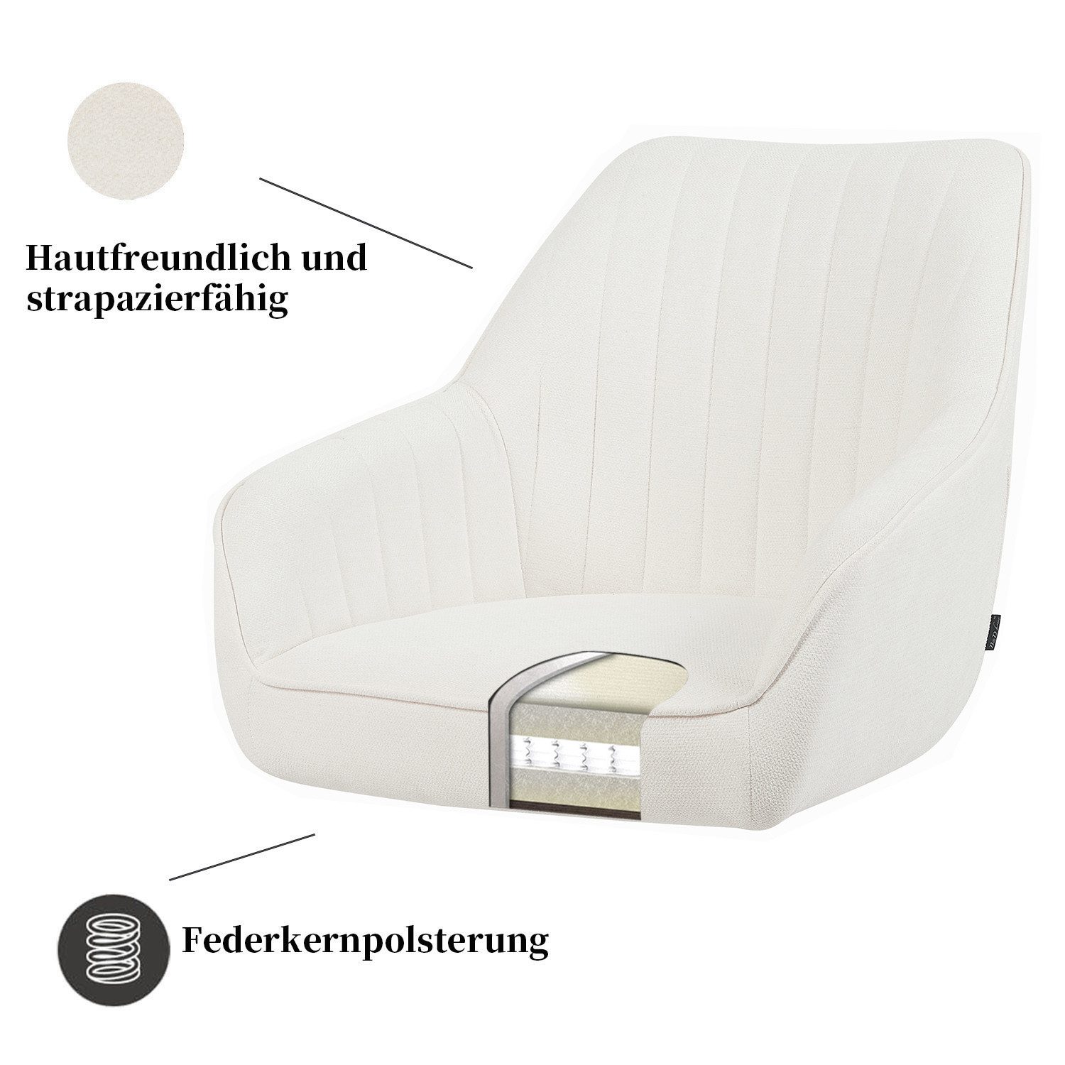 B&D home Polsterstuhl ARVIT (1 St), Federkern, drehbares Metallgestell, mit Armlehnen