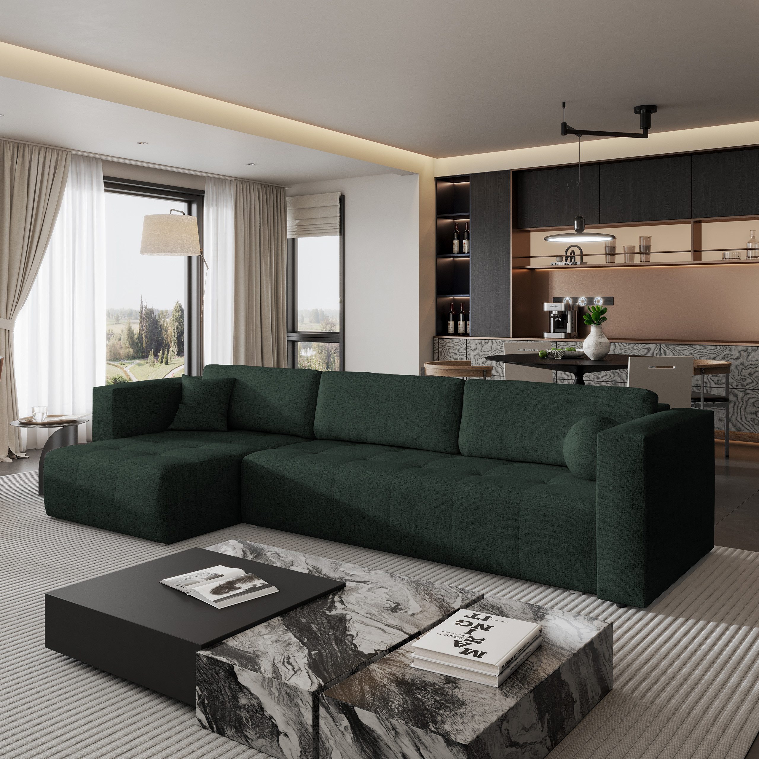Masseno Ecksofa OLVERA mit Schlaffunktion L-Form, Sofa mit Bettkasten