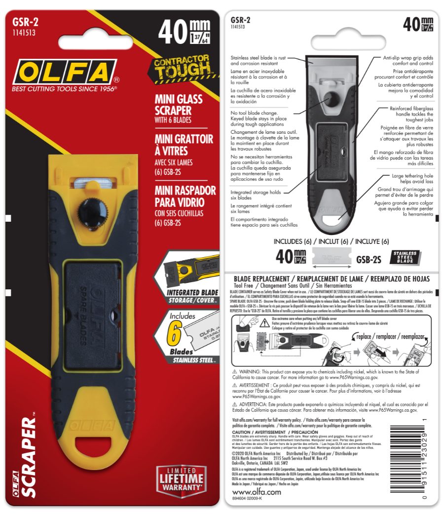 Universalschaber Olfa Slim OLFA Schaber Klinge GSR-2 Glasschaber mit Mini 40mm breiter