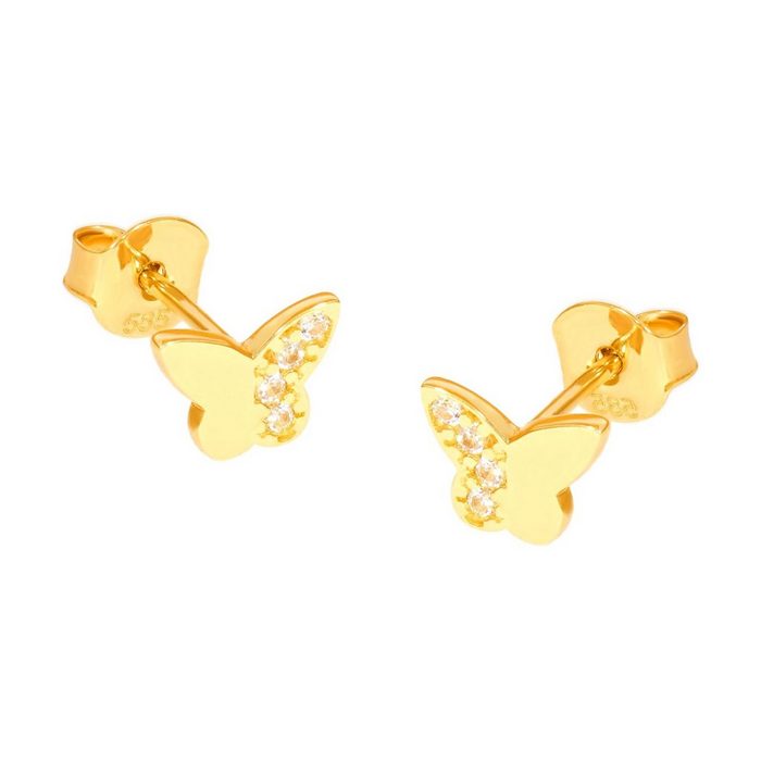 Stella-Jewellery Paar Creolen 585er Gold Ohrstecker Model 17 Schmetterling (inkl. Etui Gold Ohrschmuck)
