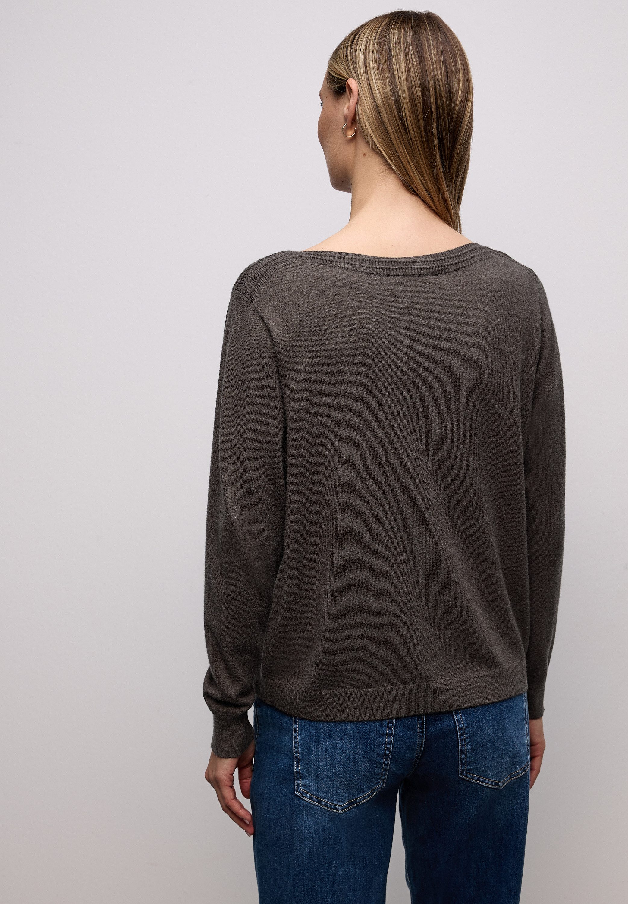STREET ONE Strickpullover U-Boot-Ausschnitt mit Strukturdetails