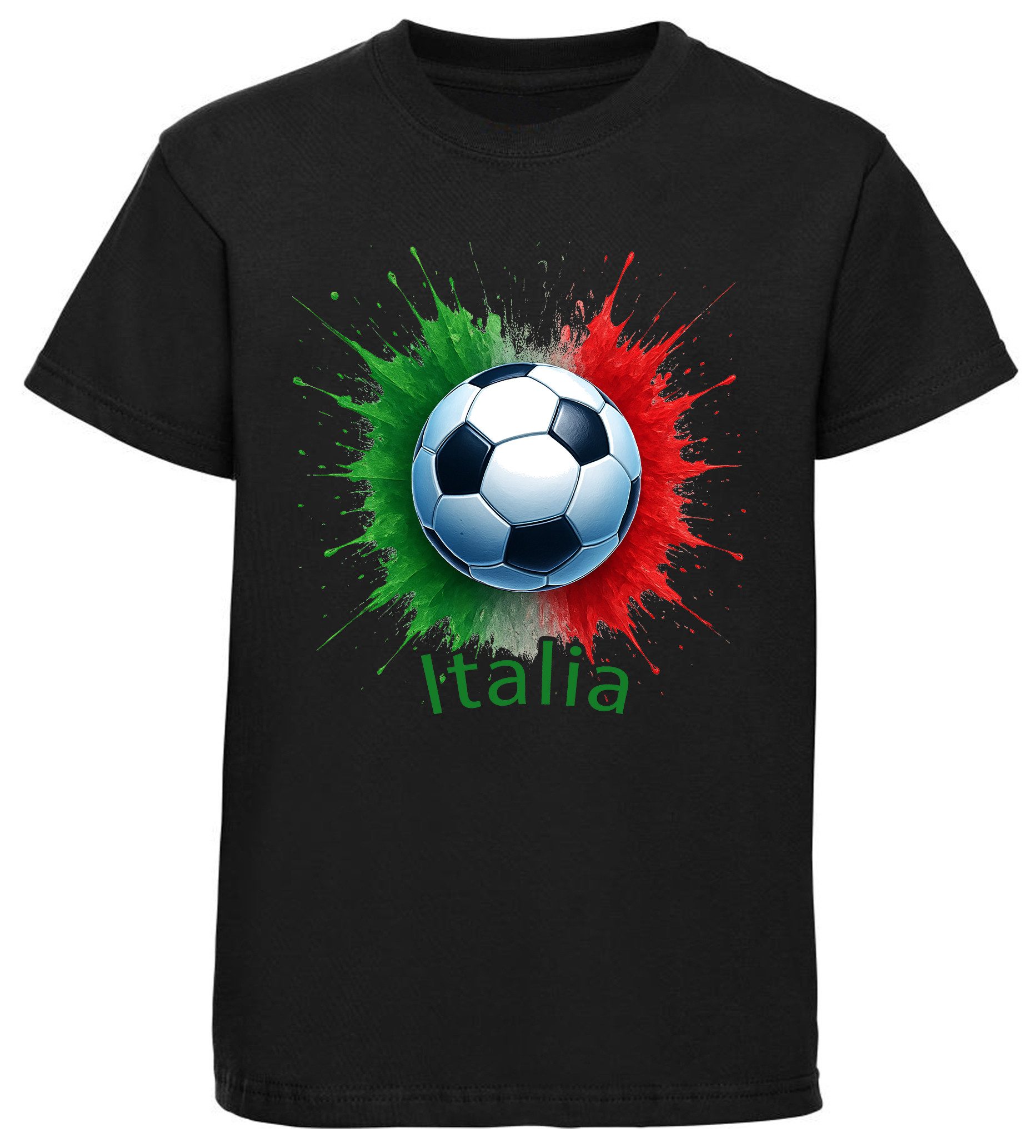 MyDesign24 T-Shirt Kinder Fussball Shirt - WM Shirt schwarz Kurzarm Fussball T-Shirt – Italien Fanshirt i677
