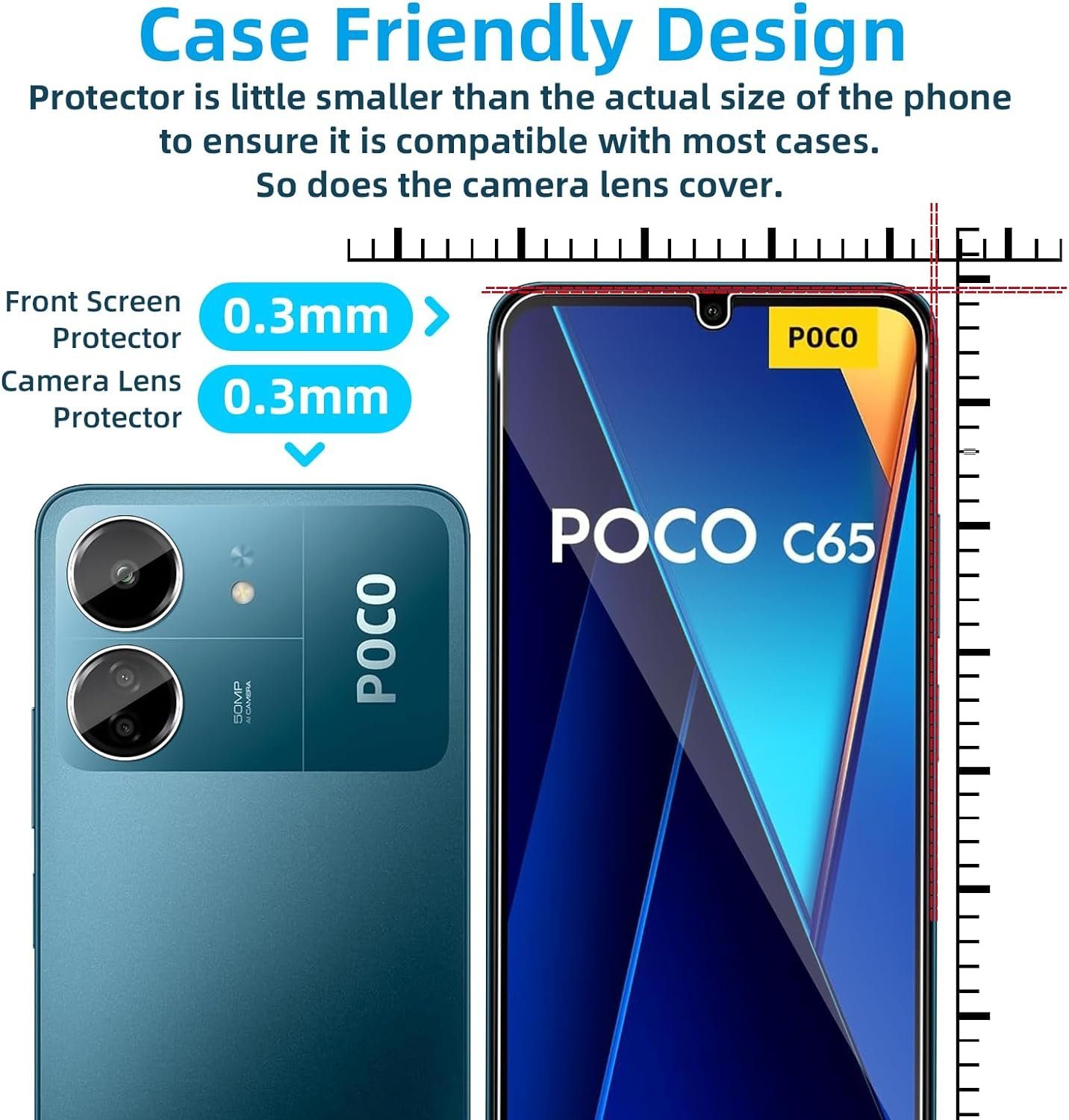 MSM Displayschutzglas 2X Schutzglas (Display + Kamera) für Xiaomi POCO C65 Panzerfolie – Bild 4 von 5