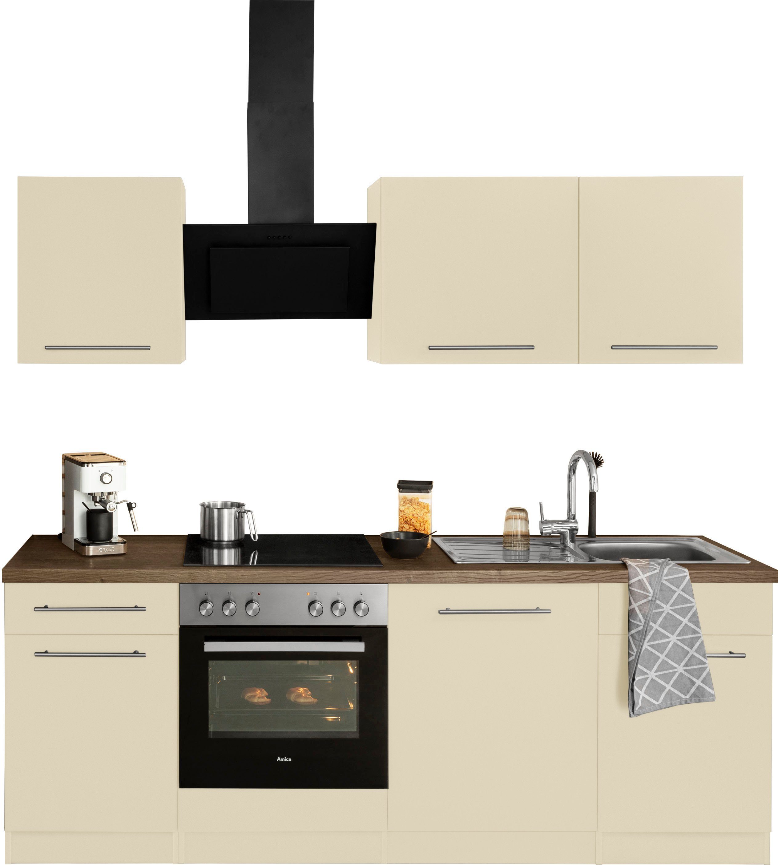 wiho Küchen Küchenzeile Unna, mit E-Geräten, Breite 220 cm