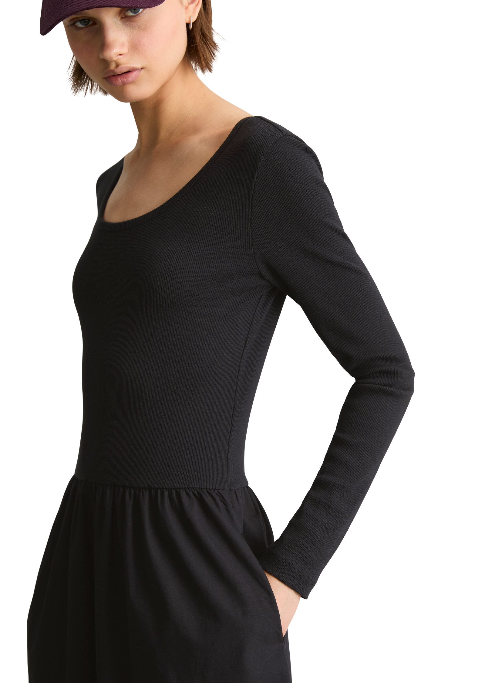 Marc O'Polo DENIM Jerseykleid mit Baumwoll-Popelinerock – Bild 4 von 5