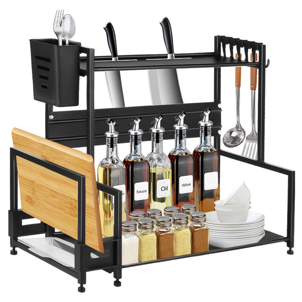 JEOBEST Gewürzregal Küche Gewürzhalter, 2 Etagen Gewürzdosen Küchenregal, G günstig online kaufen