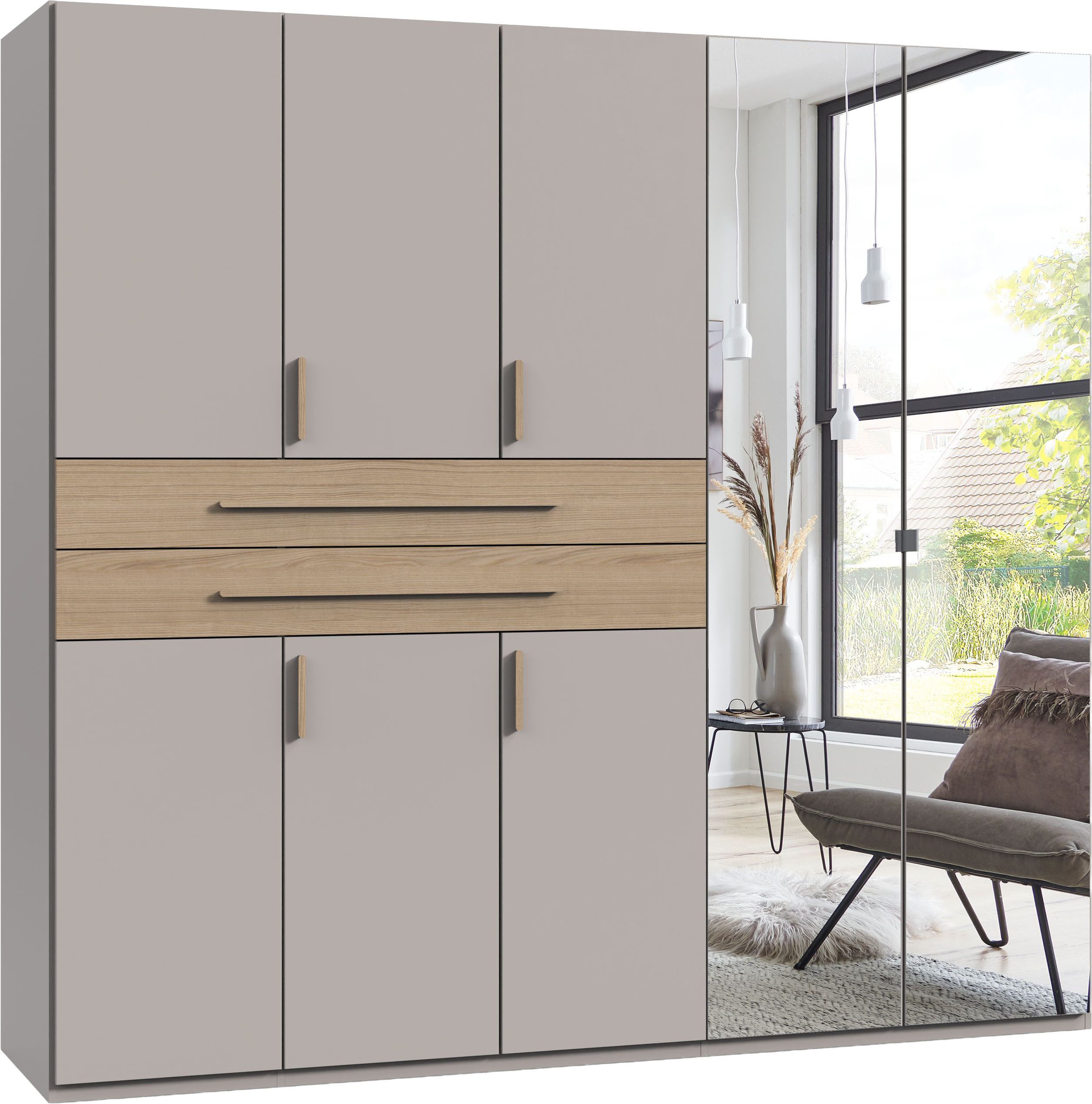 Wimex Drehtürenschrank Digit Kleiderschrank wahlweise mit oder ohne Spiegel (Schlafzimmer Schrank Bestseller im modernem Design) erhältlich in den Breiten 225cm oder 270cm (mit 8 oder 10 Türen)