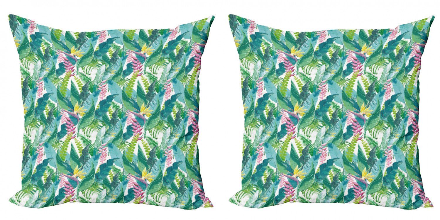 Digitaldruck, Dschungel Accent Doppelseitiger Stück), (2 Abakuhaus Hawaii Modern Aquarell Kissenbezüge Exotische
