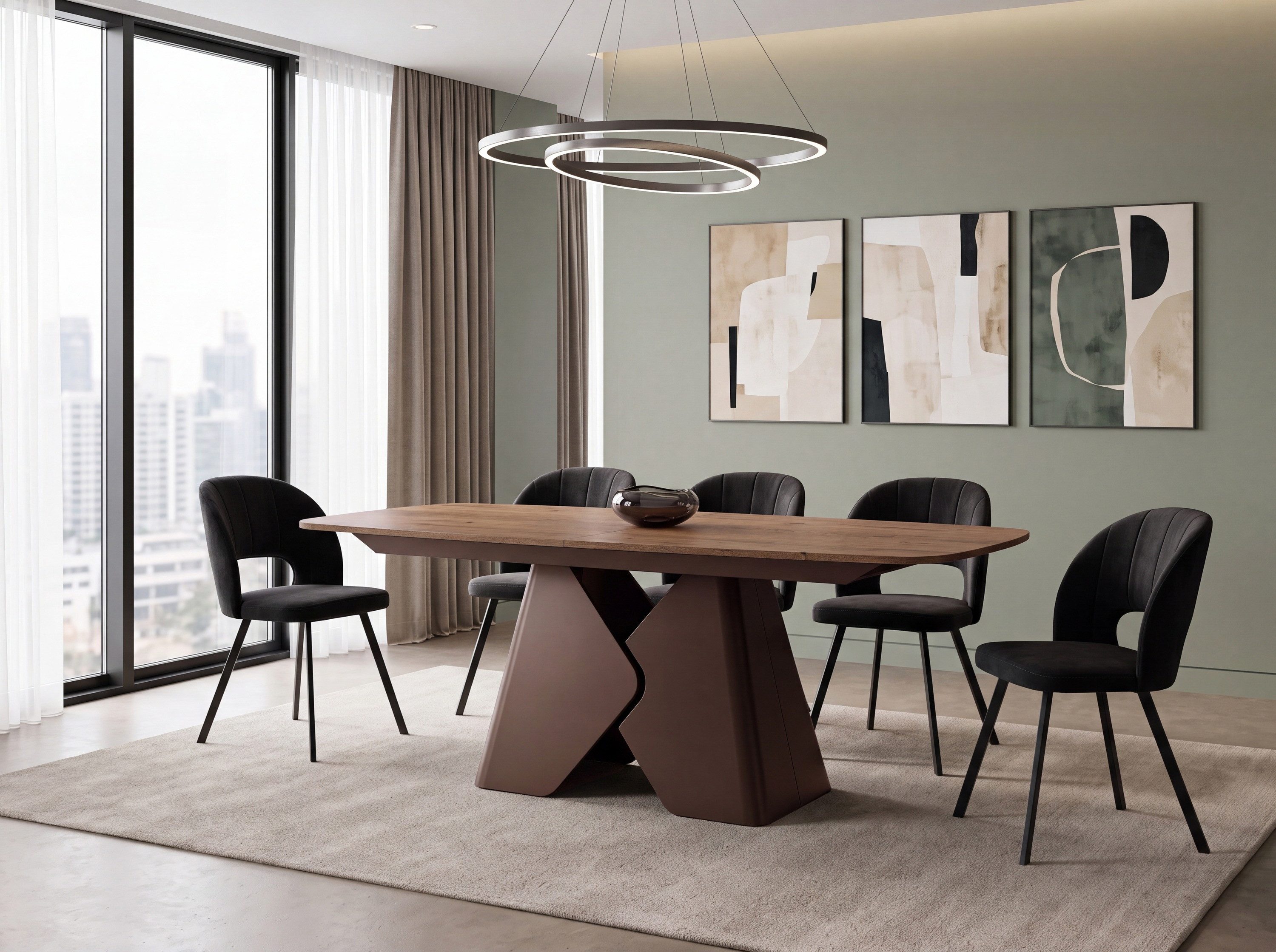 WFL GROUP Esstisch Vanta Rechteckiger Ausziehbarer Tisch mit Braunem Metallgestell (MADE IN EU, XXL Groß – 180 x 90 cm und 200 x 90 cm ausziehbar auf 270 und 290 cm), Butterfly Auszug, Modernes Minimalistisches Premium Design