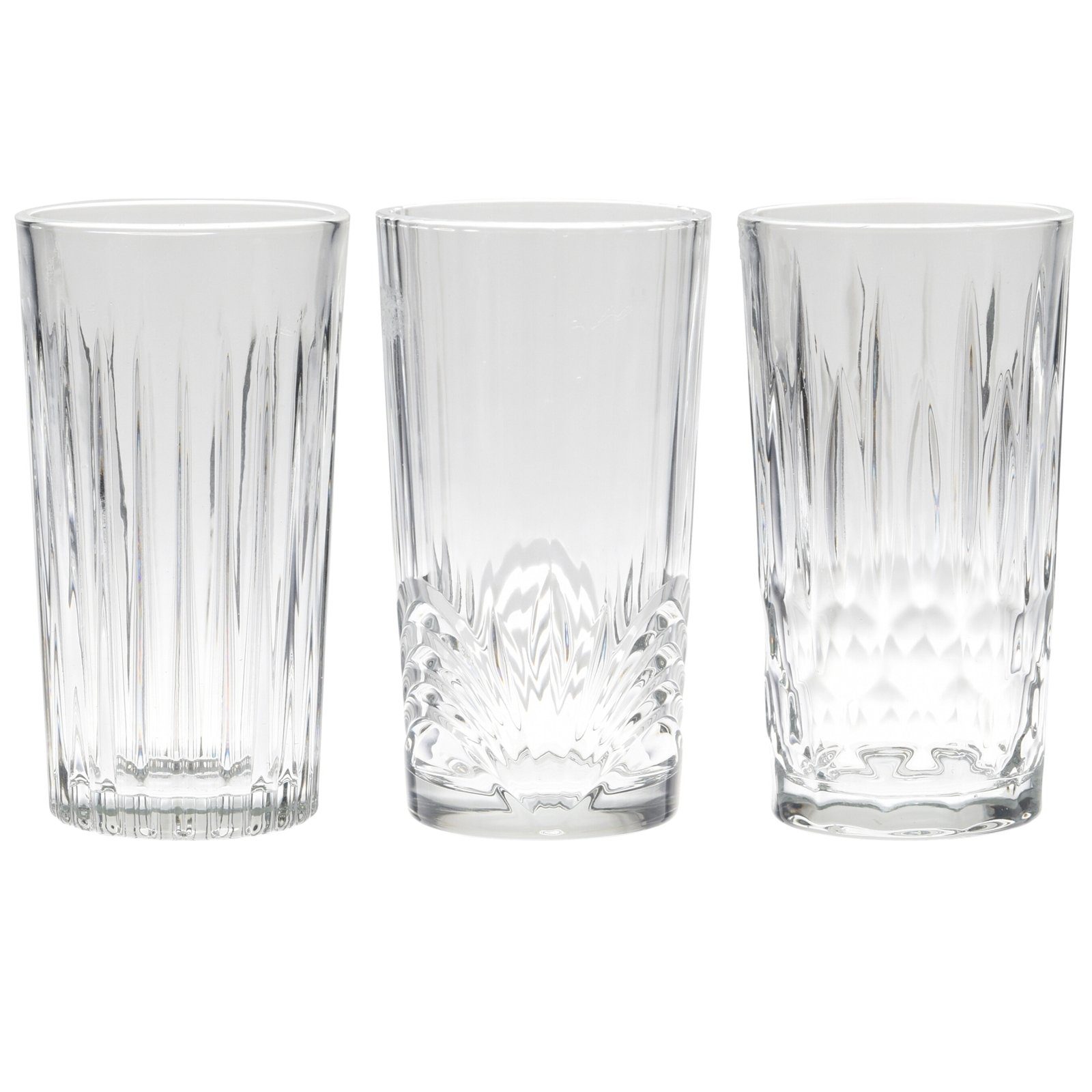 Neuetischkultur Glas Wasserglas-Set geschliffene 3-tlg. Glas, verschieden Gläser geschliffen, Gläserset