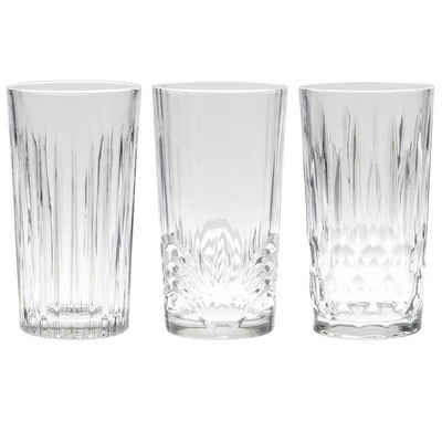 Neuetischkultur Glas Wasserglas-Set 3-tlg. verschieden geschliffen, Glas, Gläserset geschliffene Gläser
