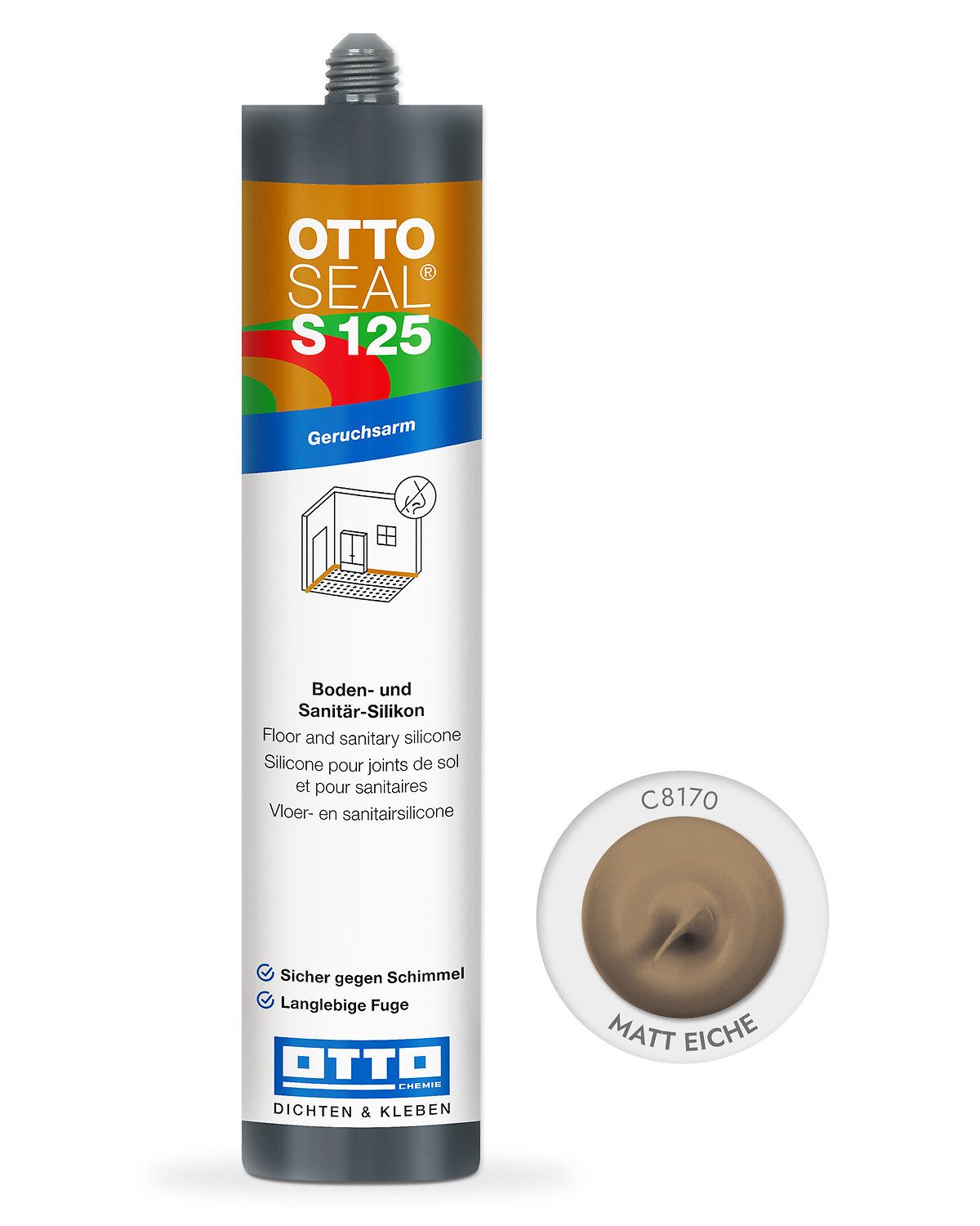 OTTO-Chemie Silikon Ottoseal S125 Boden- und Sanitärsilikon 310ml, Alkoxy-Basis, geruchsarm, universal, optimal für Designbelag