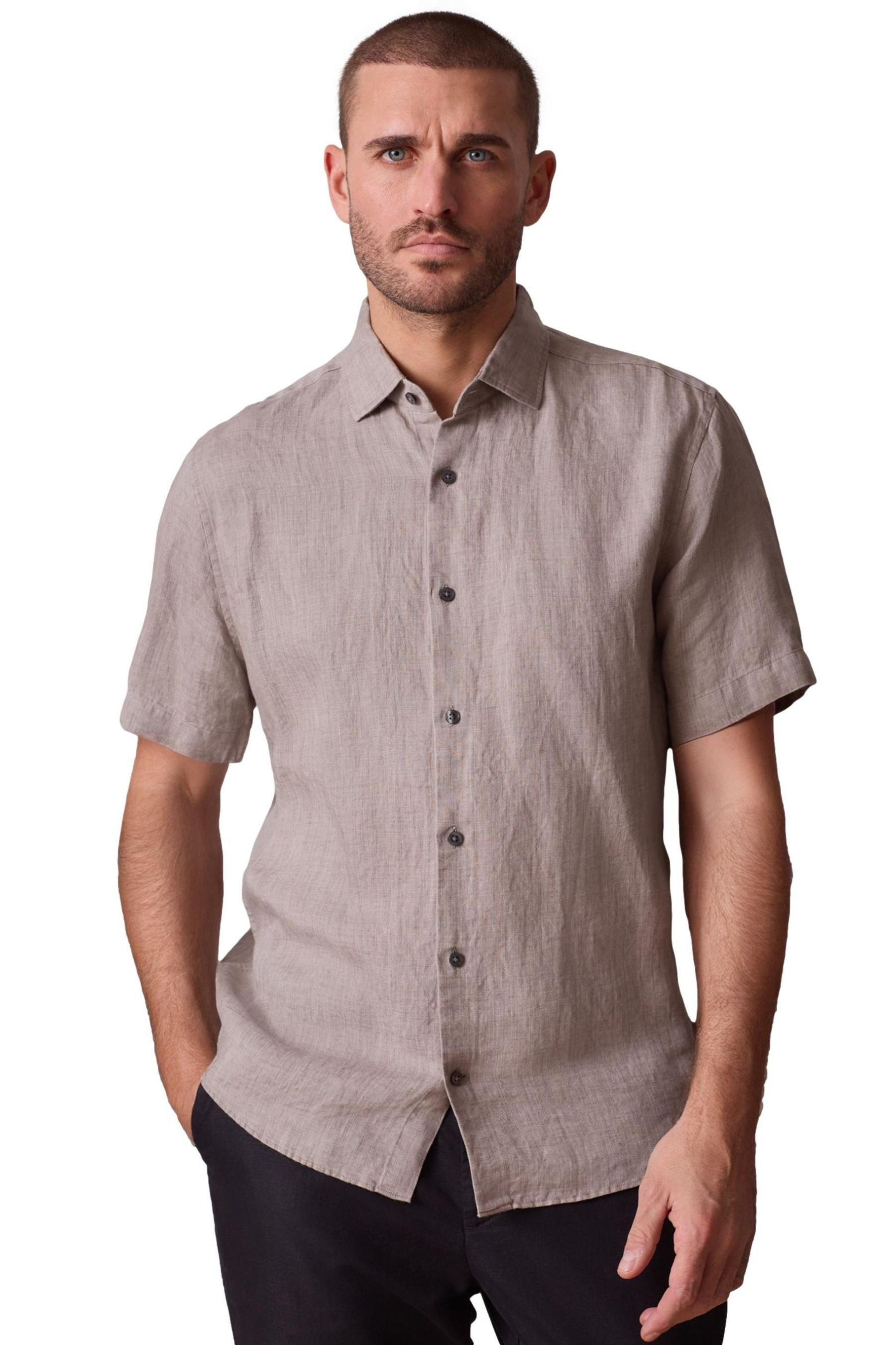 Leinenhemd Signature Regular Fit Kurzarmhemd, Twillstruktur