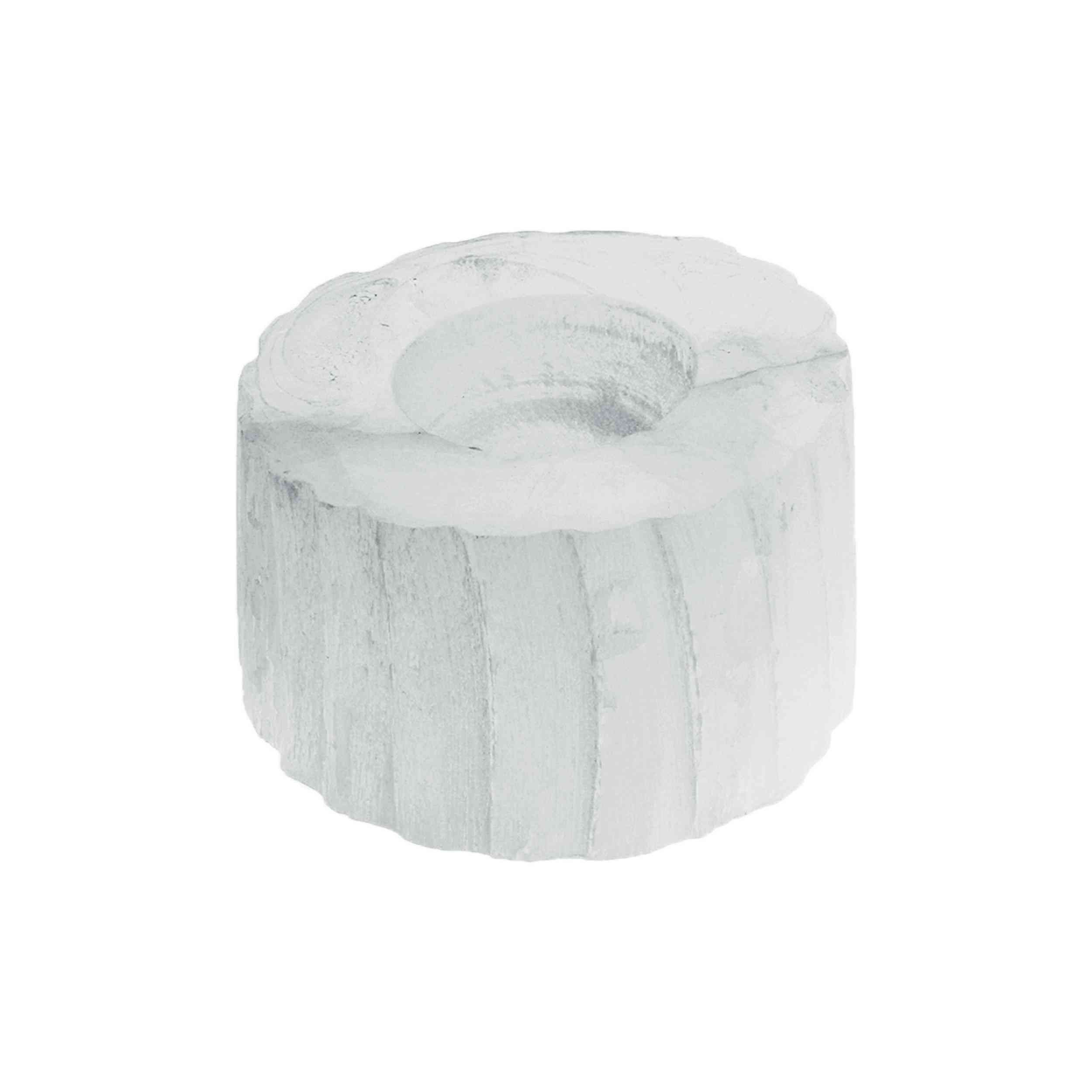 NKlaus Edelstein Selenit Kristallhalter 4,8 x 8,5 cm rund, Meditation