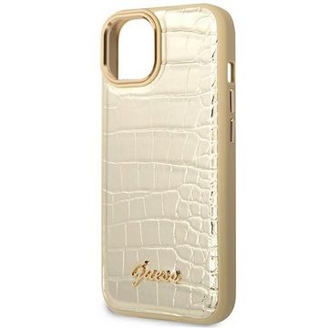 Guess Handyhülle Guess Apple iPhone 14 Plus Hardcase Schutzhülle Croco Collection Gold