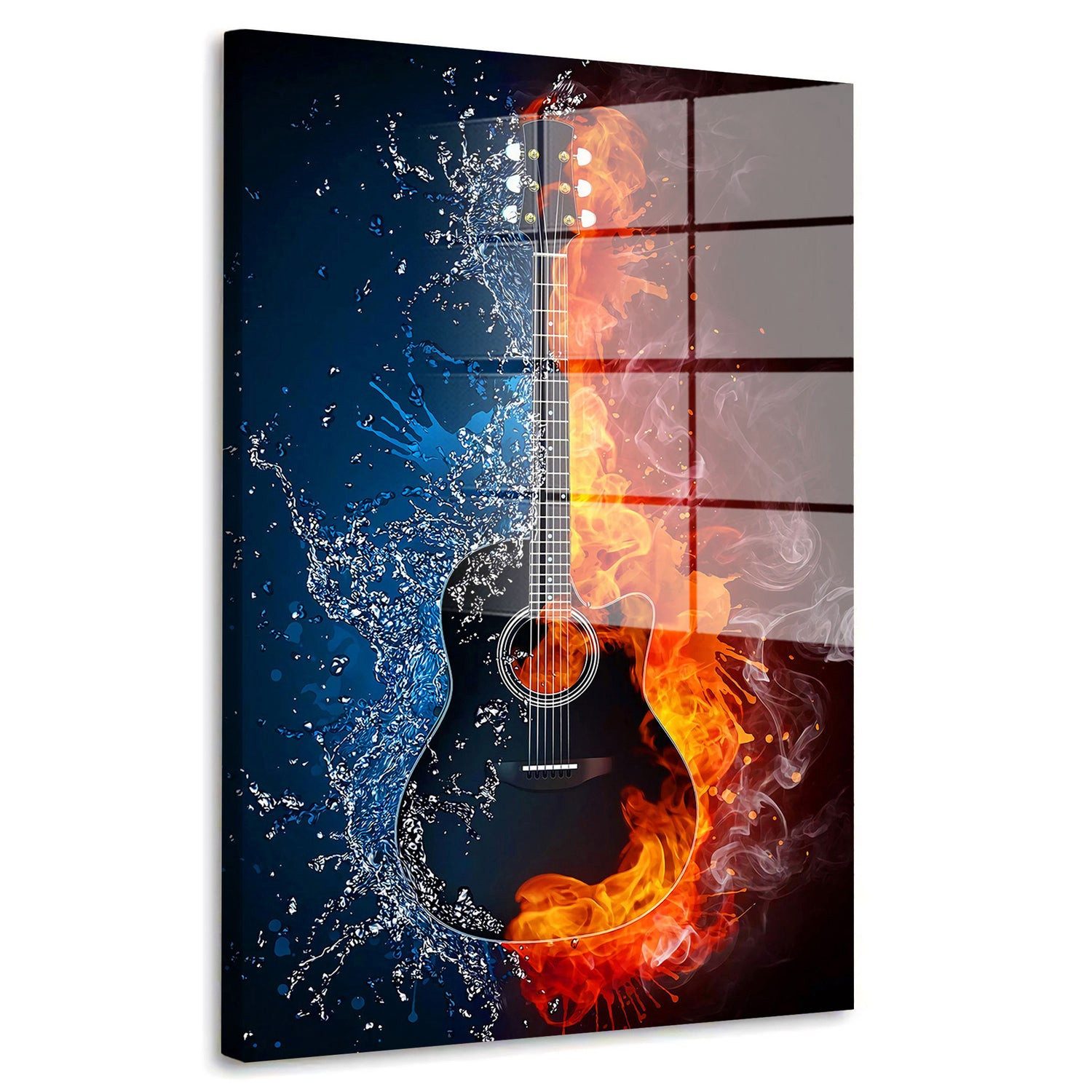 Artedinoi Acrylglasbild Gitarre Musik Pop Art Abstract Acrylglas Wandbild Bild Wanddeko Wohnzi