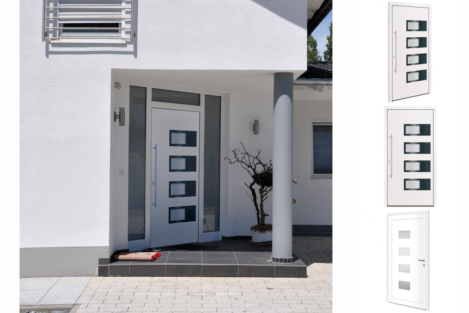 vidaXL Haustür Haustür Weiß 110x210 cm Aluminium und PVC Eingangstür Hauseingang Glas