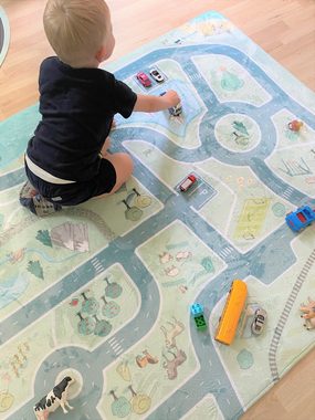 Kinderteppich Design LANDLEBEN -Straßen-Spielteppich-Spielmatte -samtweich, HappyCITYKids, Höhe: 100 mm, pflegeleicht, waschbar, Design Teppich Kinderzimmer, samtweich
