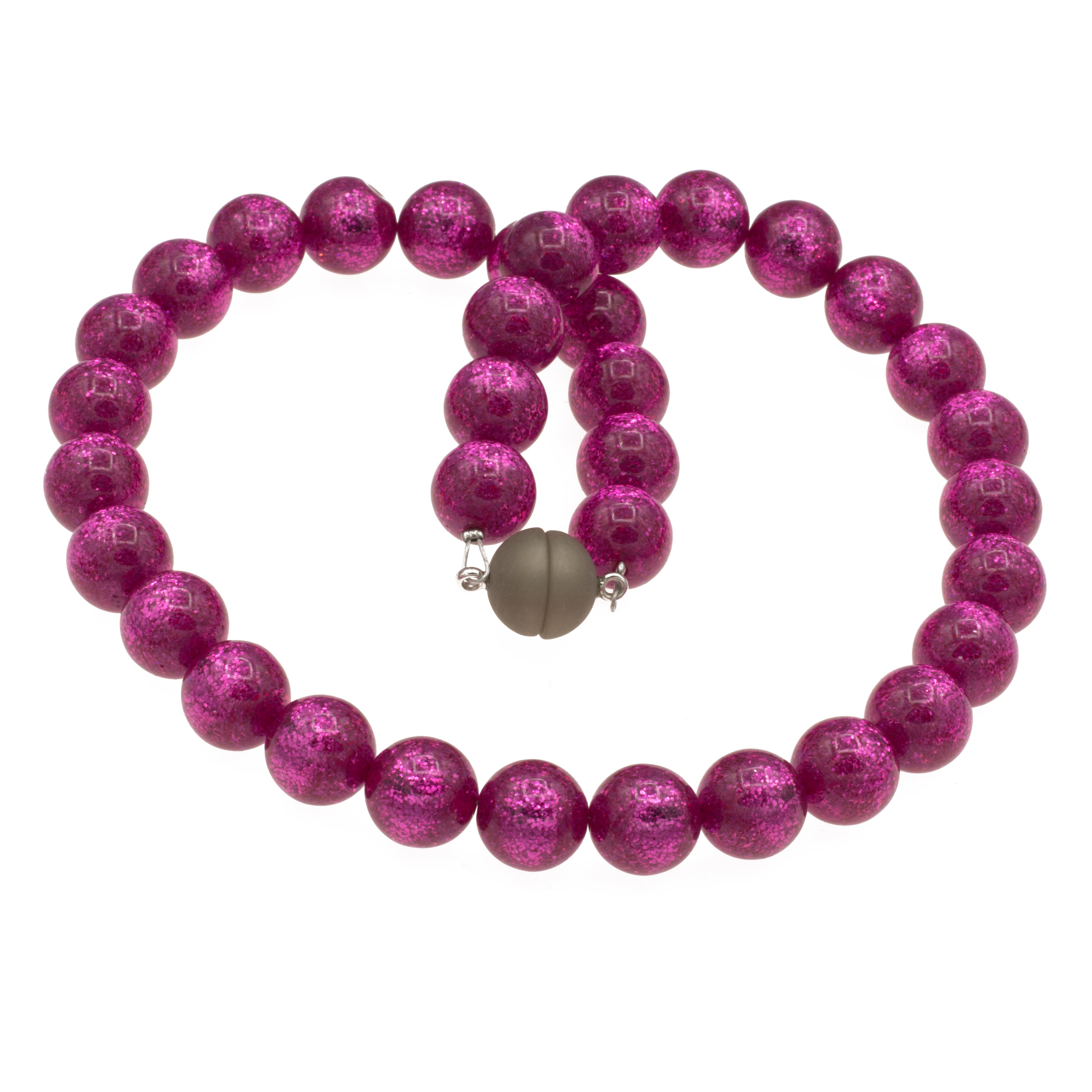 Perlenkette Kette mit Polaris Perlen glitzernd pink